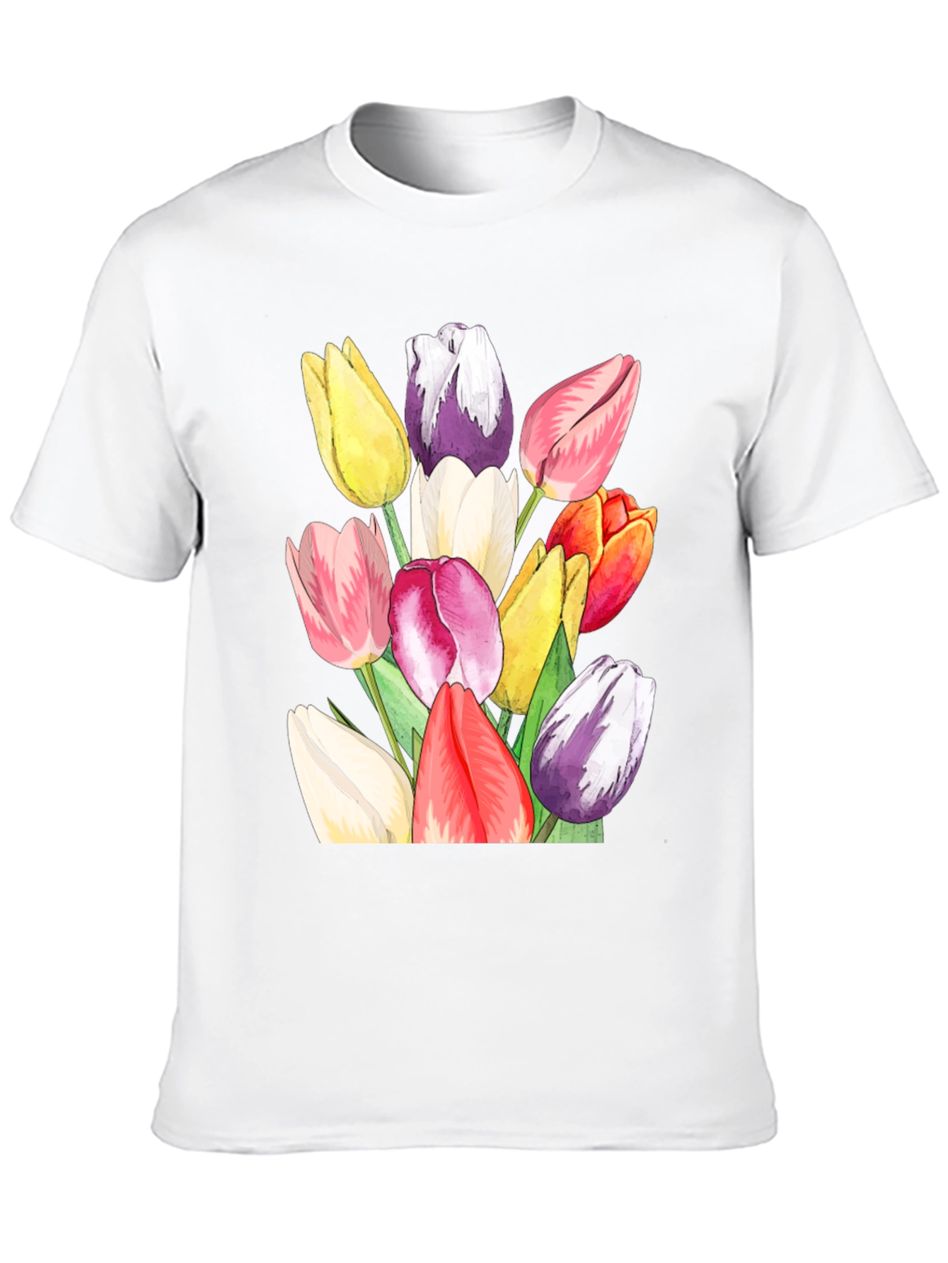 Tulip Bouquet Graphic Tee - Stylish Black T-Shirt