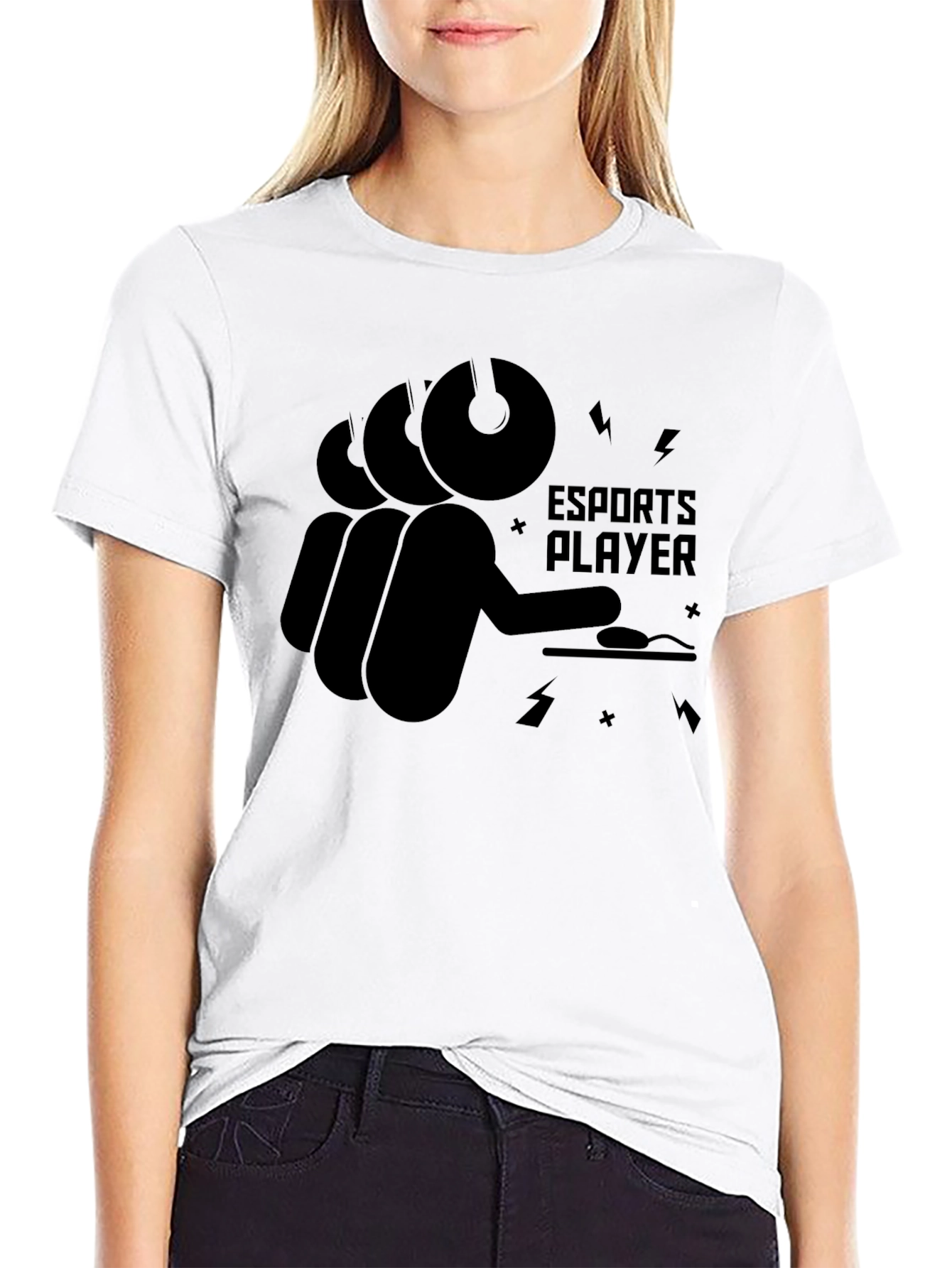 Esports Player Black Graphic T-Shirt - Gaming Style