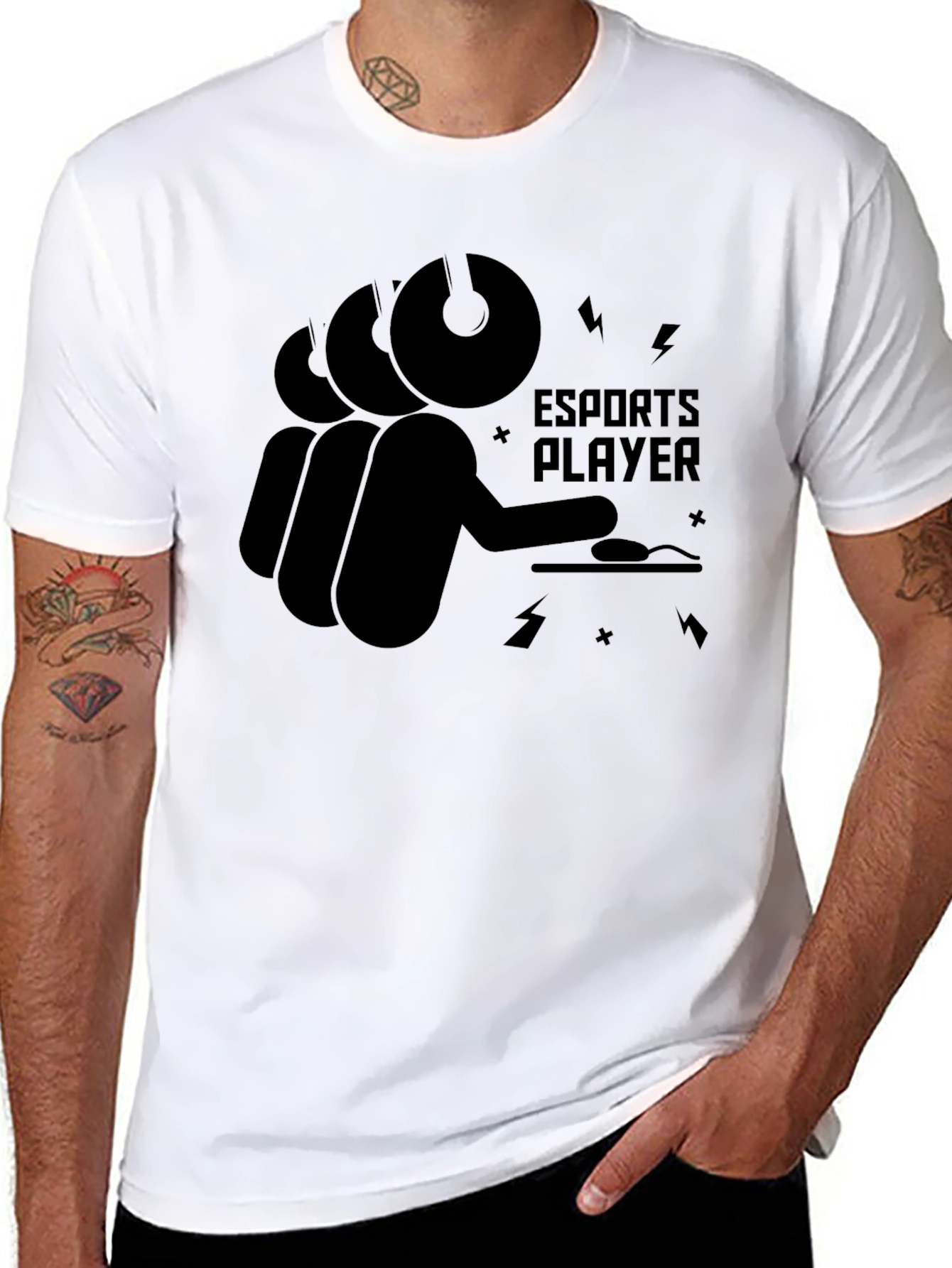 Esports Player Black Graphic T-Shirt - Gaming Style