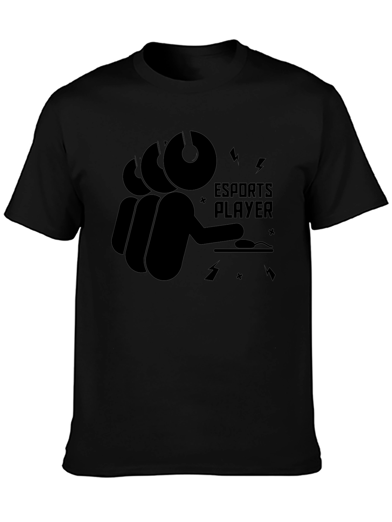 Esports Player Black Graphic T-Shirt - Gaming Style