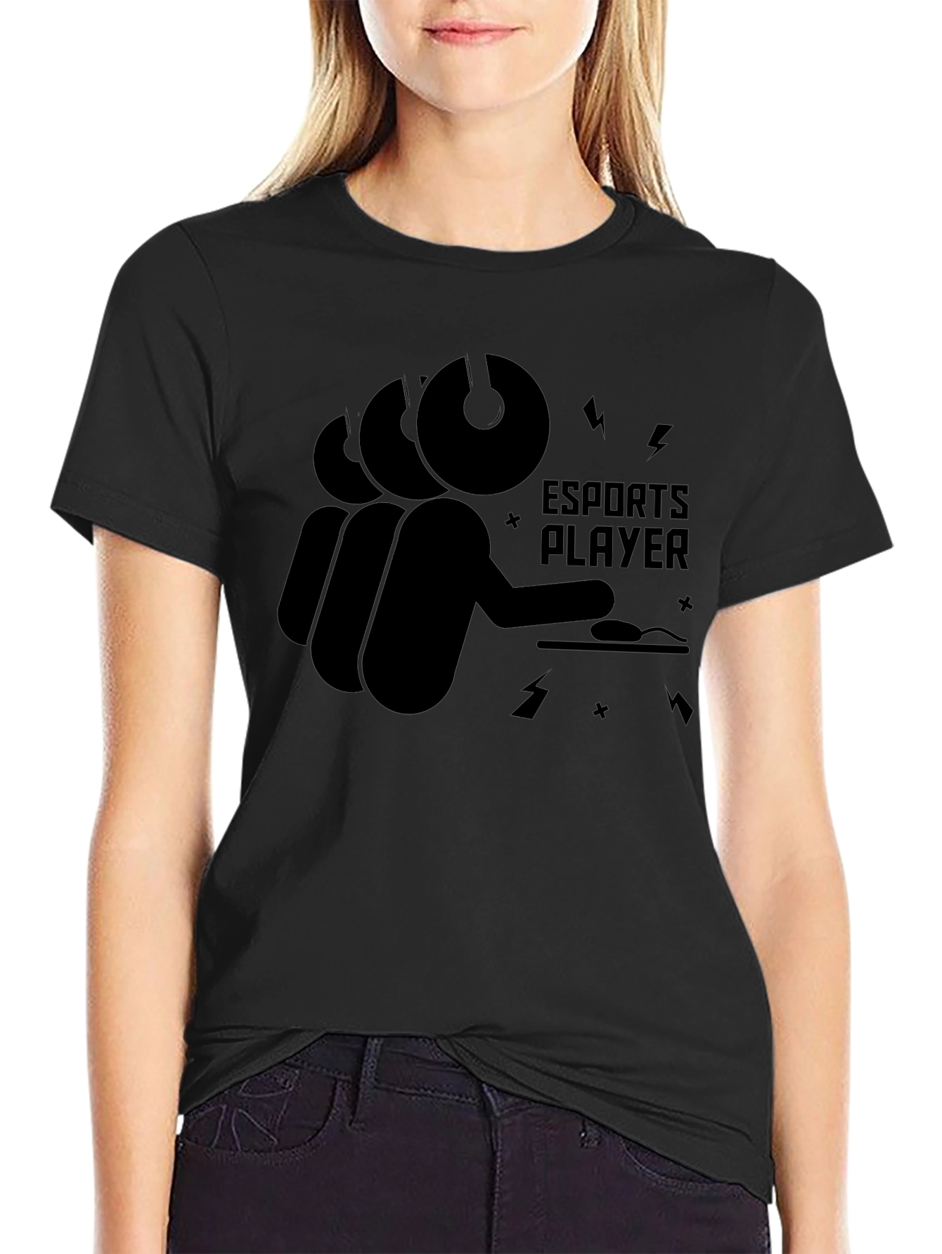 Esports Player Black Graphic T-Shirt - Gaming Style