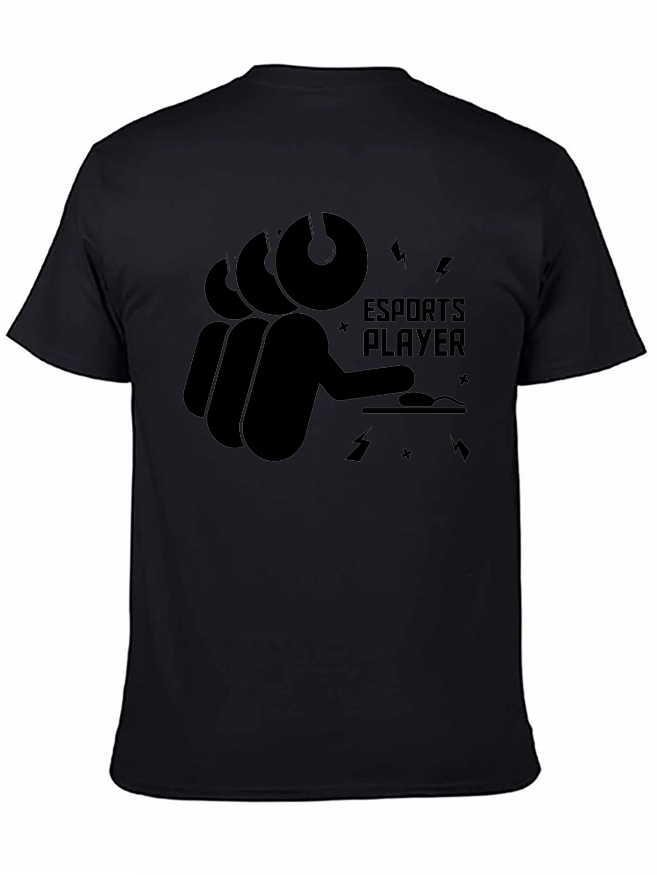Esports Player Black Graphic T-Shirt - Gaming Style