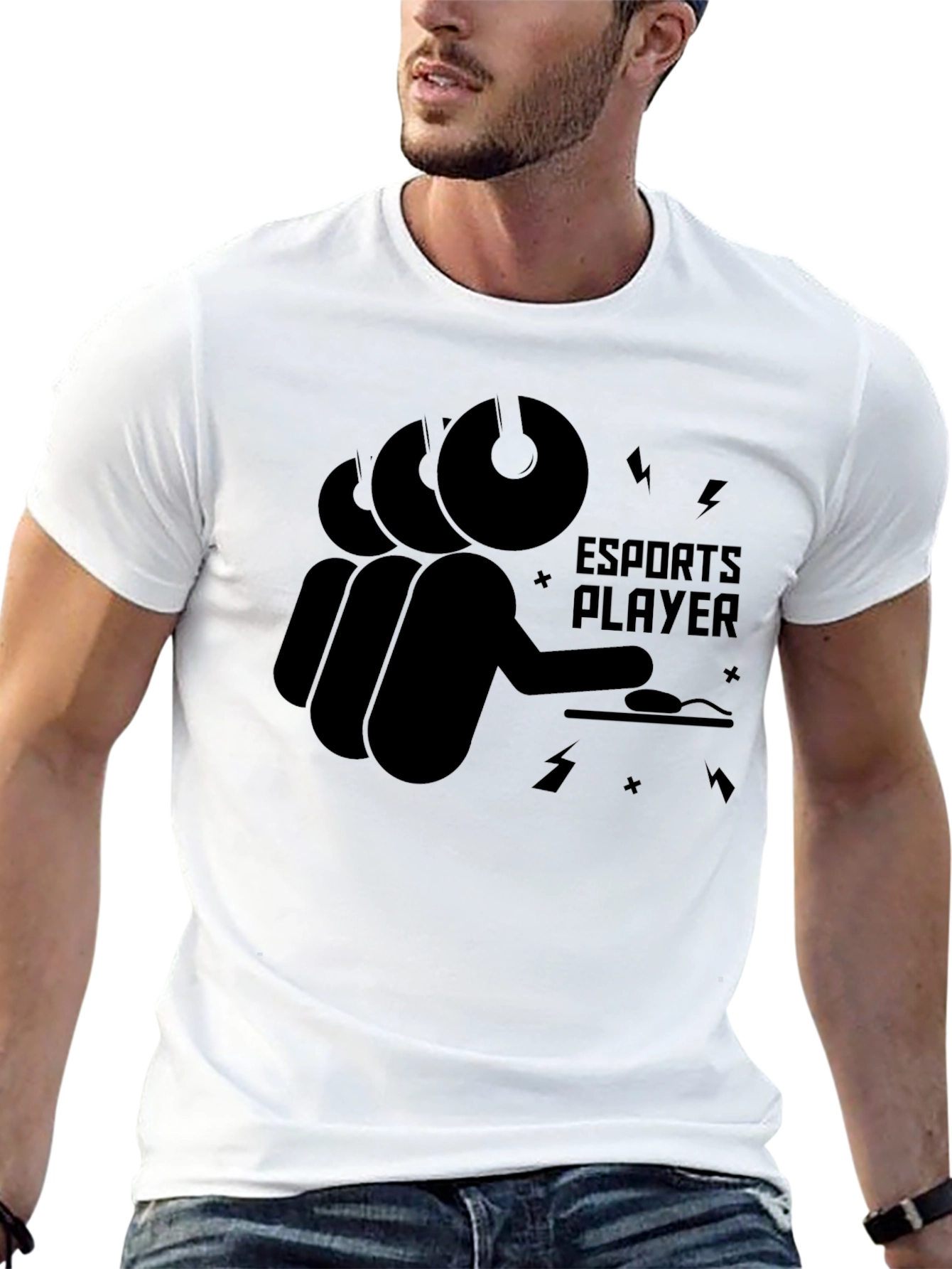 Esports Player Black Graphic T-Shirt - Gaming Style
