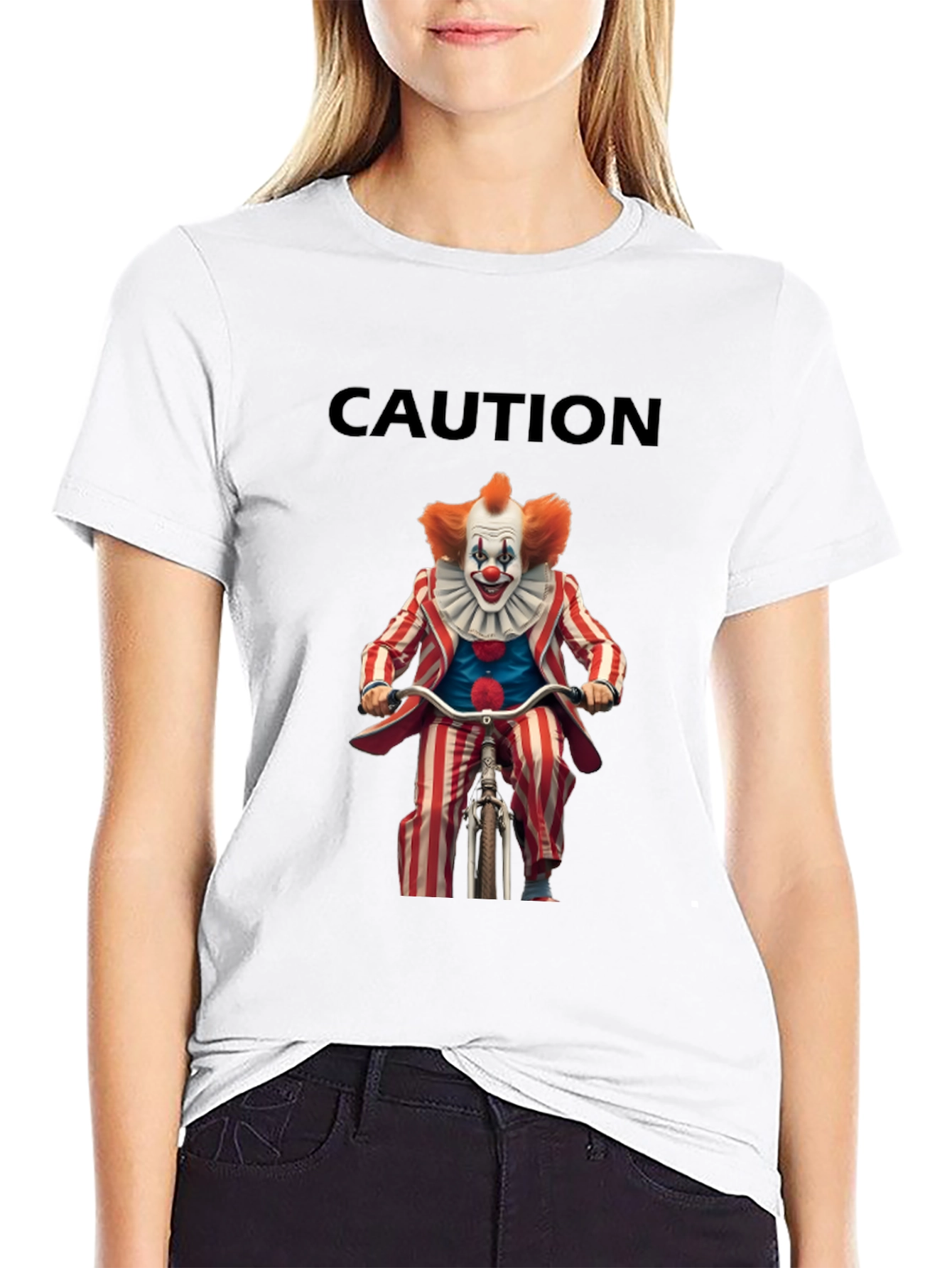 Caution Clown on Bike Graphic T-Shirt