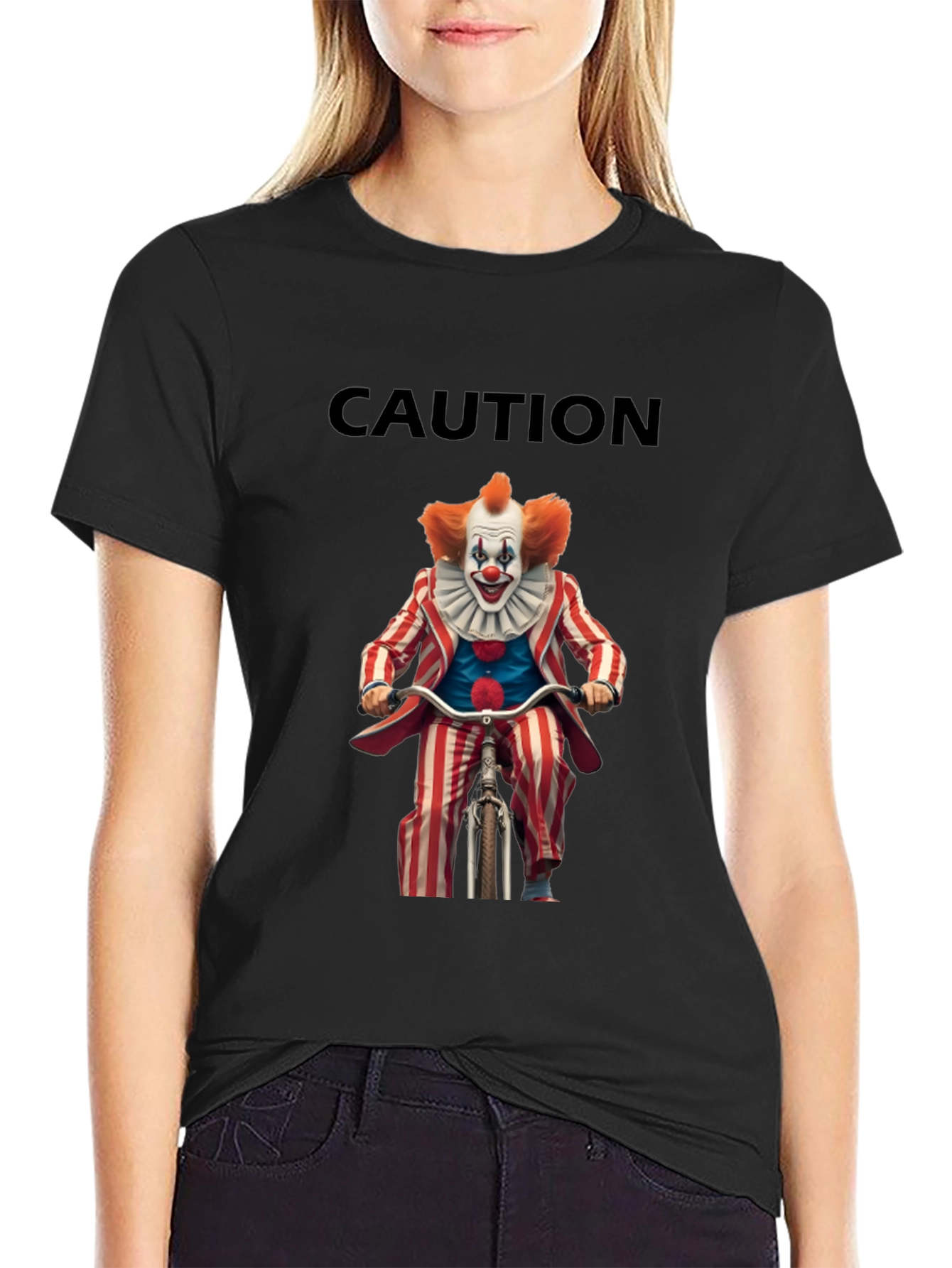 Caution Clown on Bike Graphic T-Shirt