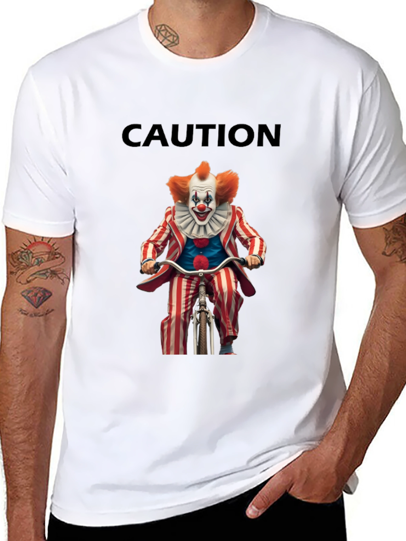 Caution Clown on Bike Graphic T-Shirt