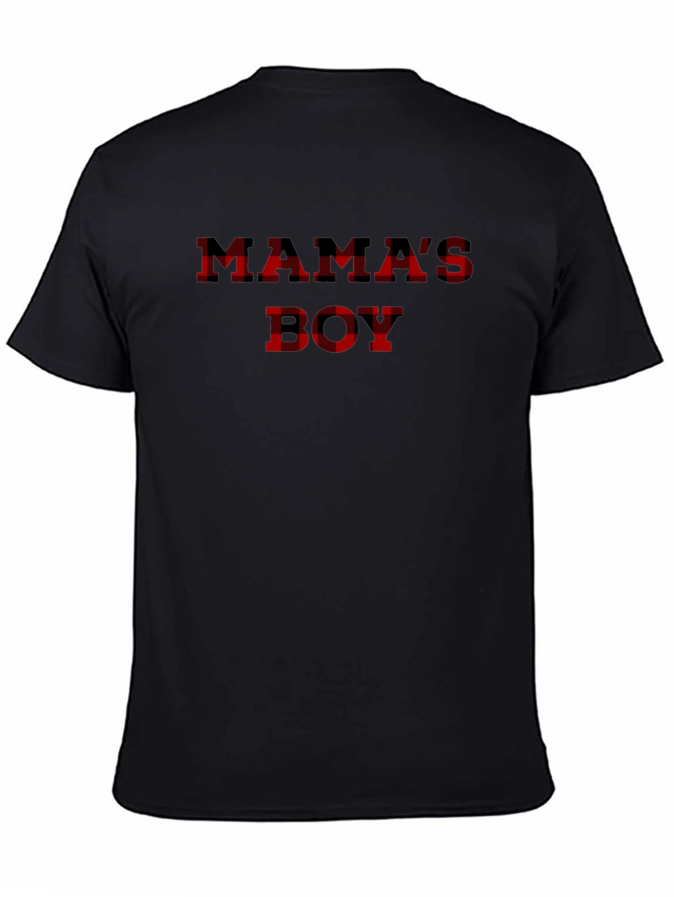 Mamas Boy Plaid T-Shirt - Mens Black Tee
