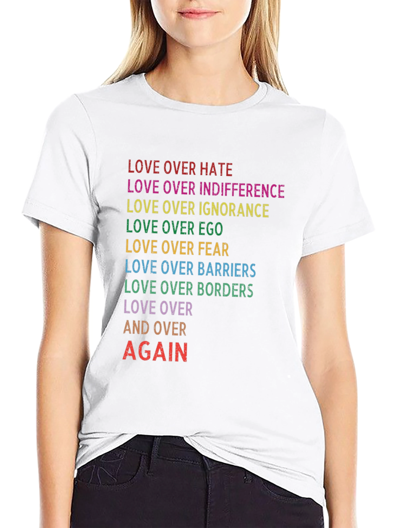 Love Over All Rainbow Text T-Shirt