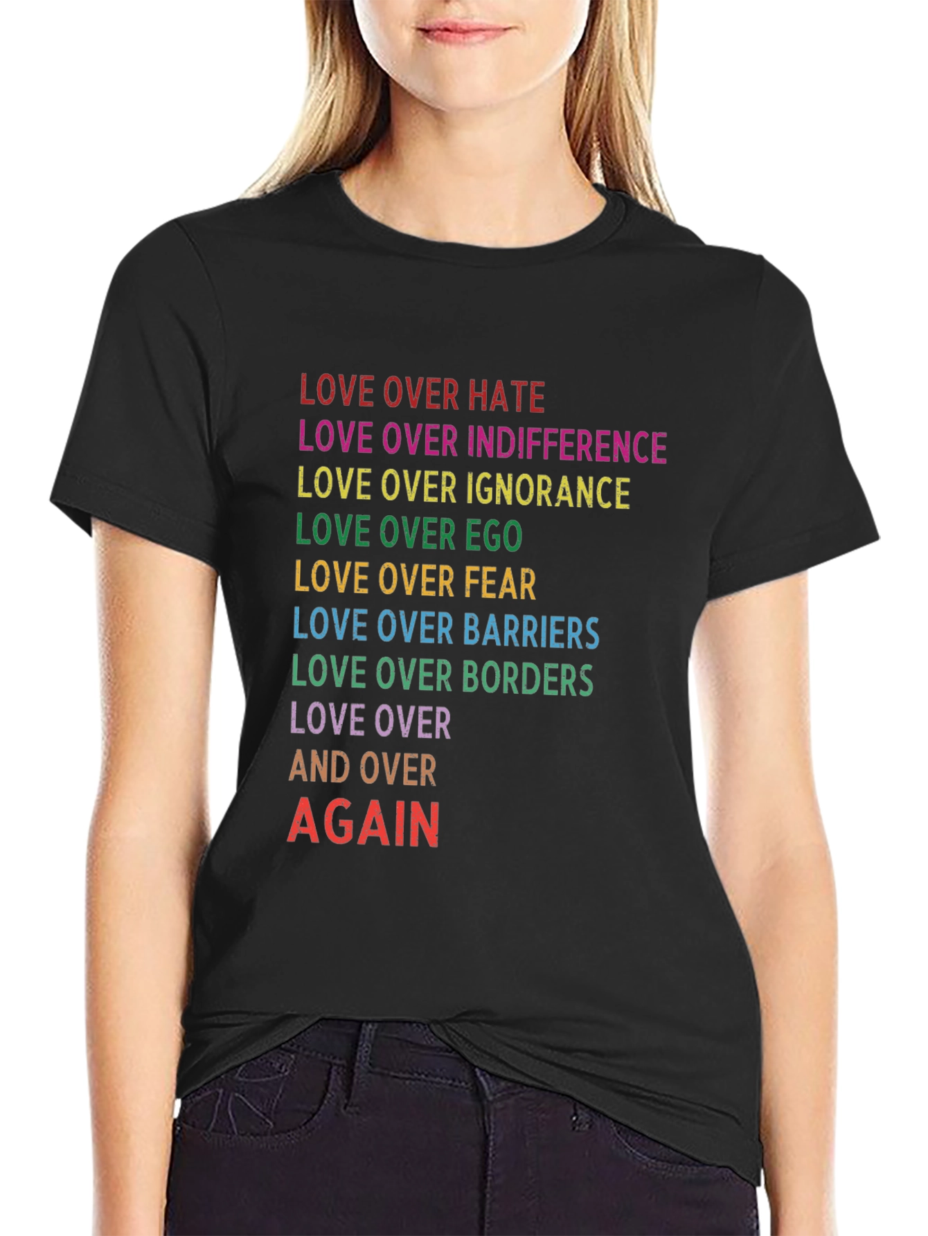 Love Over All Rainbow Text T-Shirt