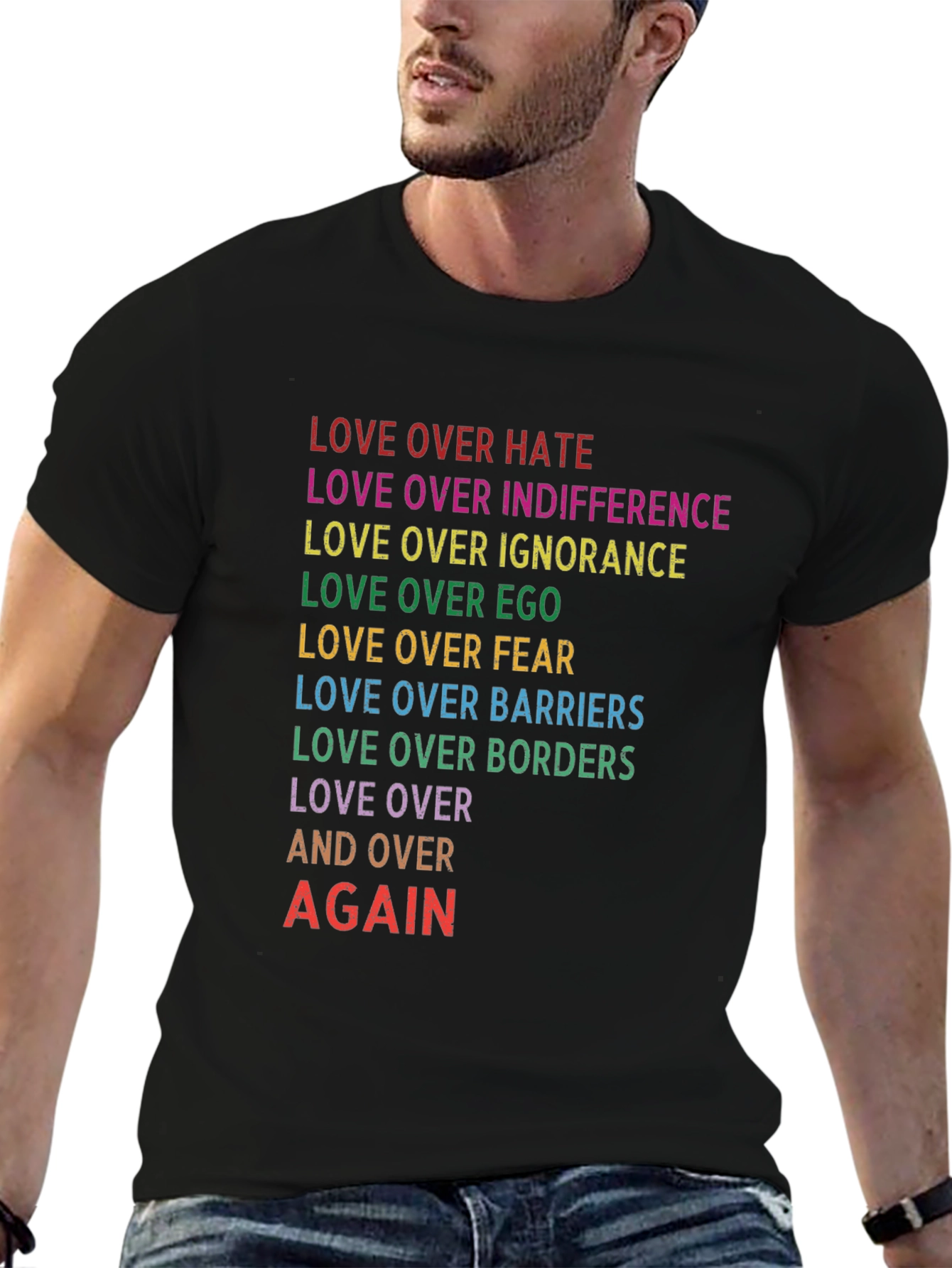 Love Over All Rainbow Text T-Shirt