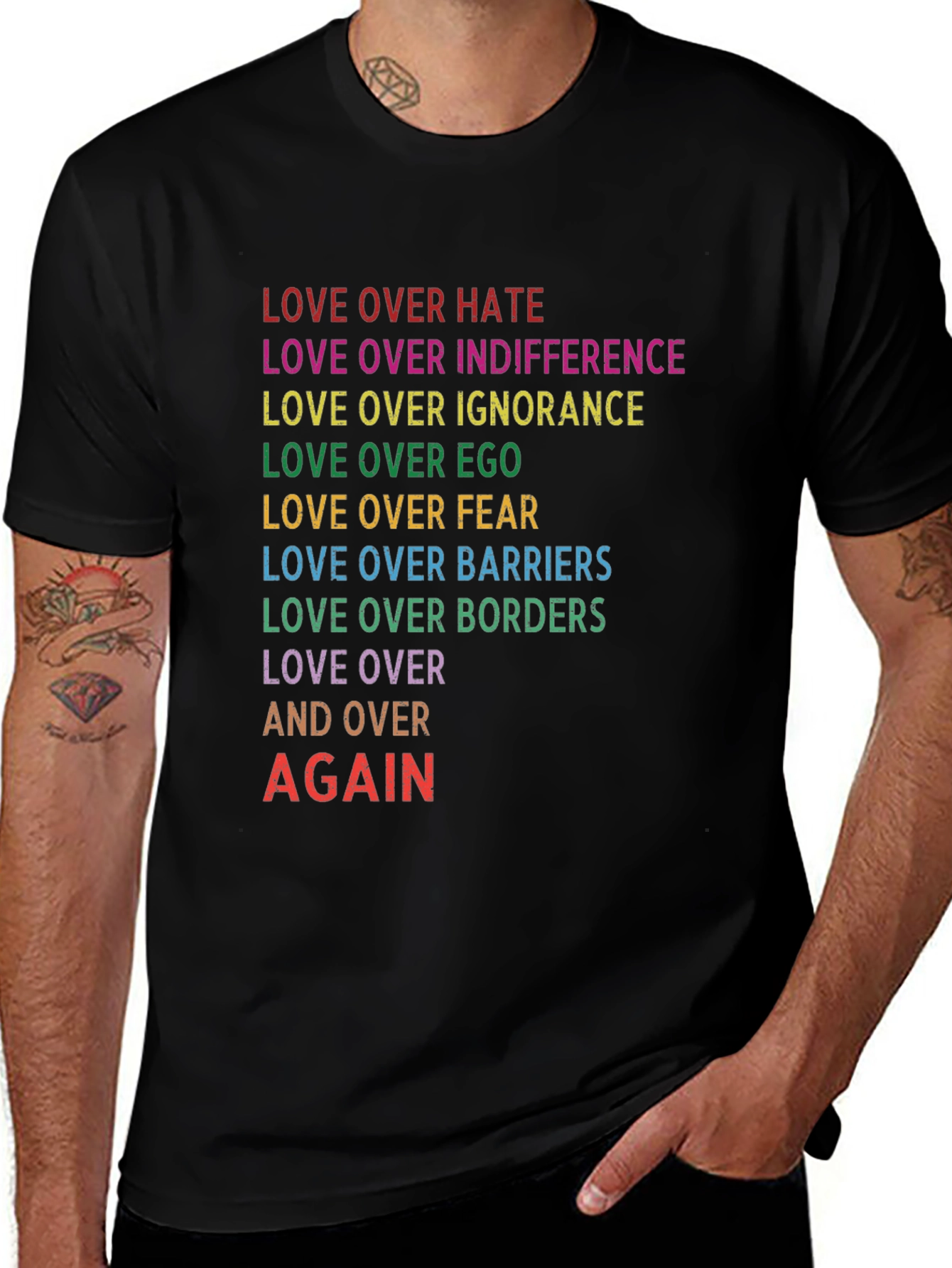 Love Over All Rainbow Text T-Shirt