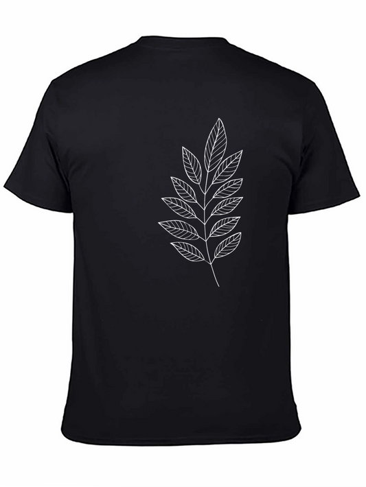 Black Tee with Leaf Print