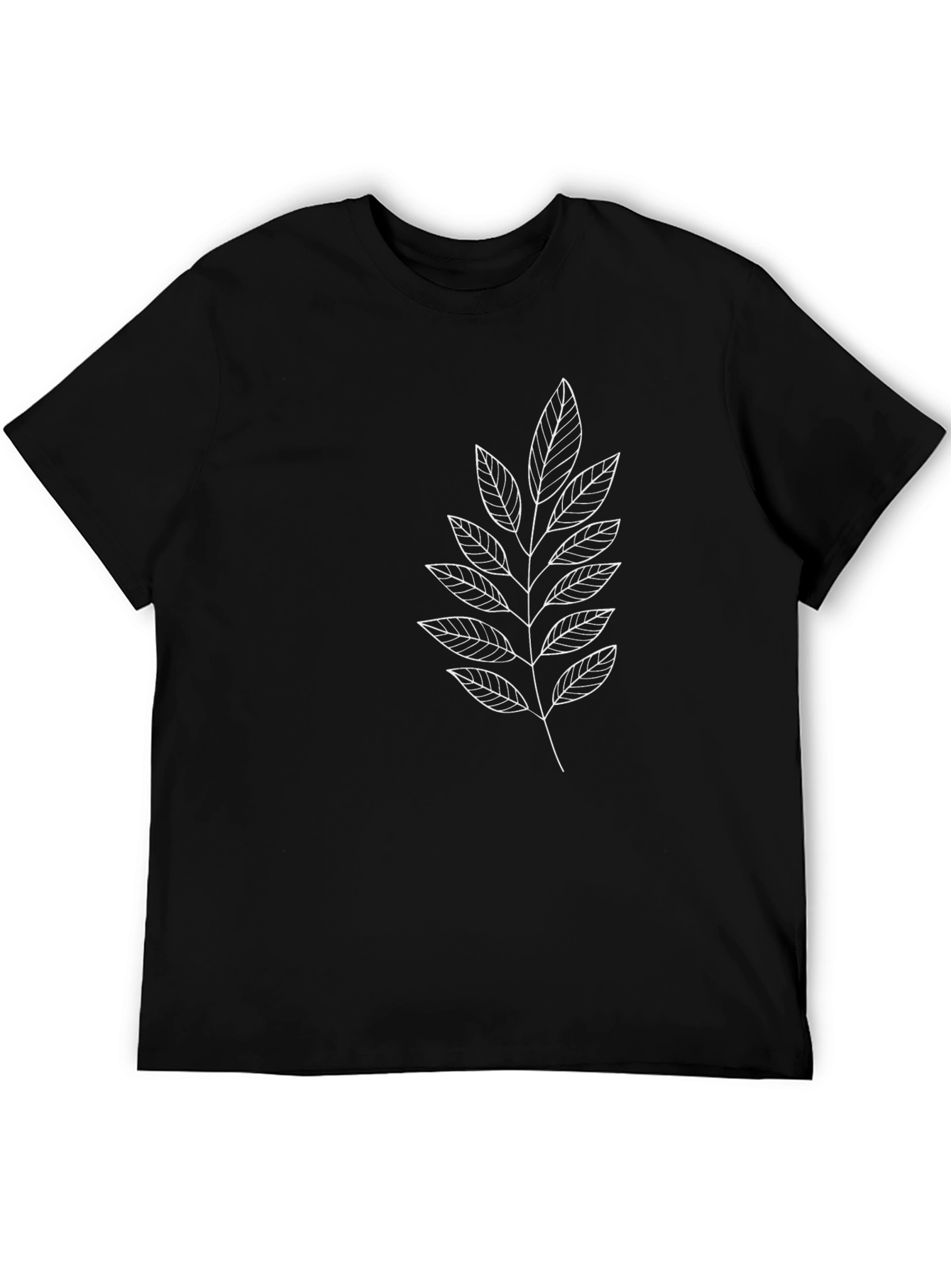 Black Tee with Leaf Print