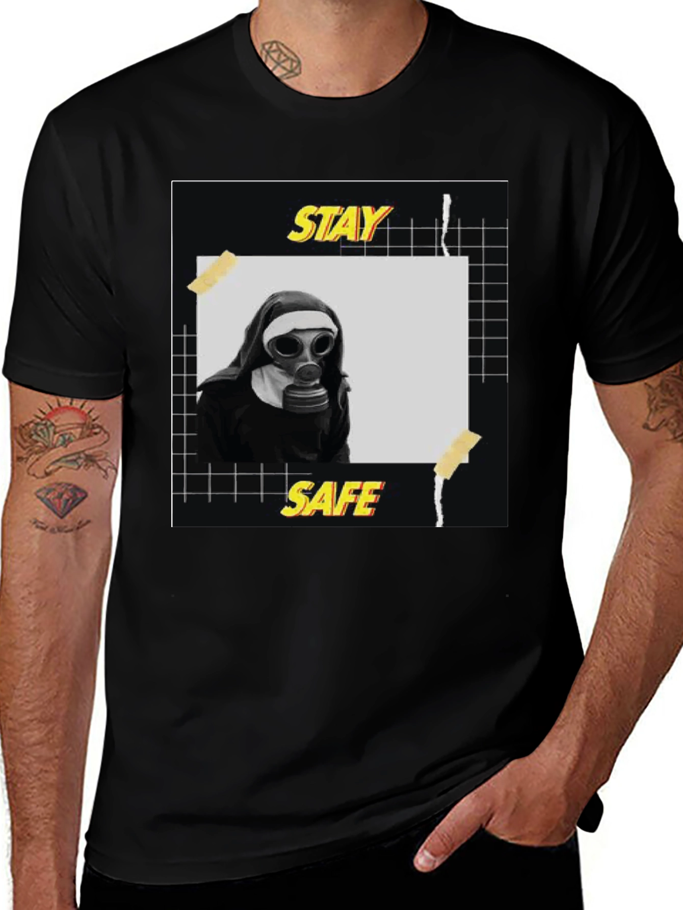 Stay Safe Graphic Tee - Unisex Black T-Shirt