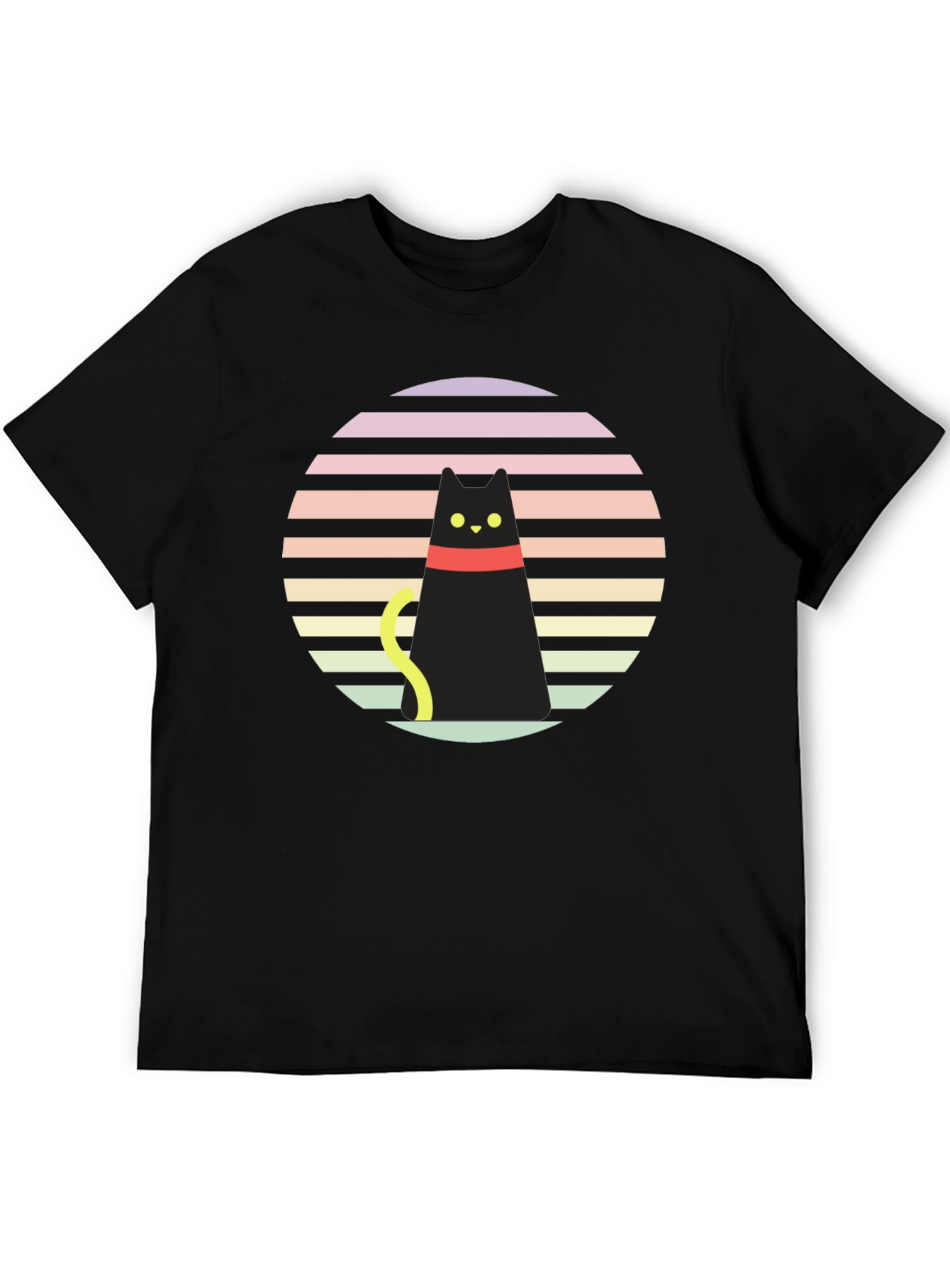 Retro Cat Graphic Tee - Black