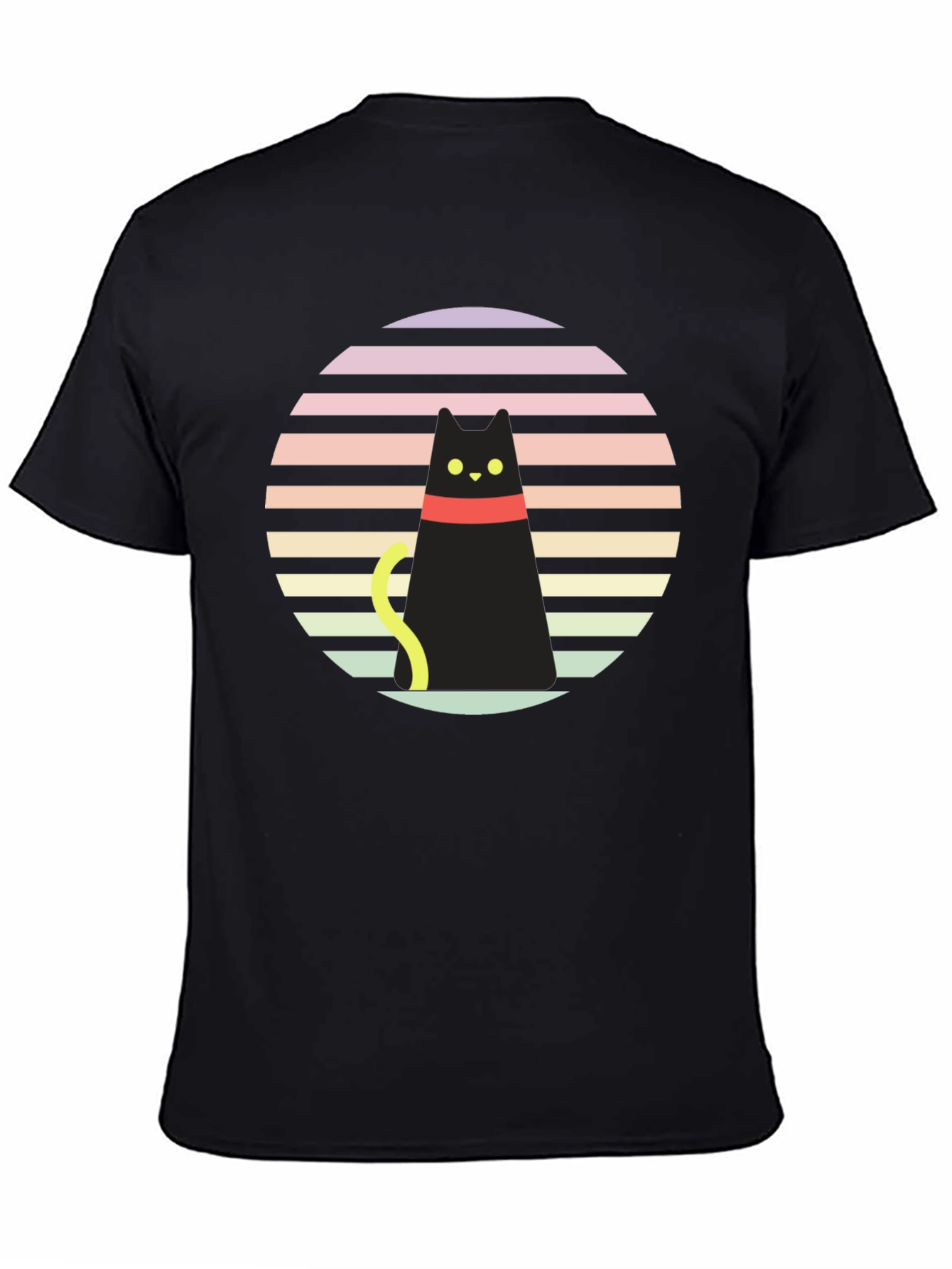 Retro Cat Graphic Tee - Black