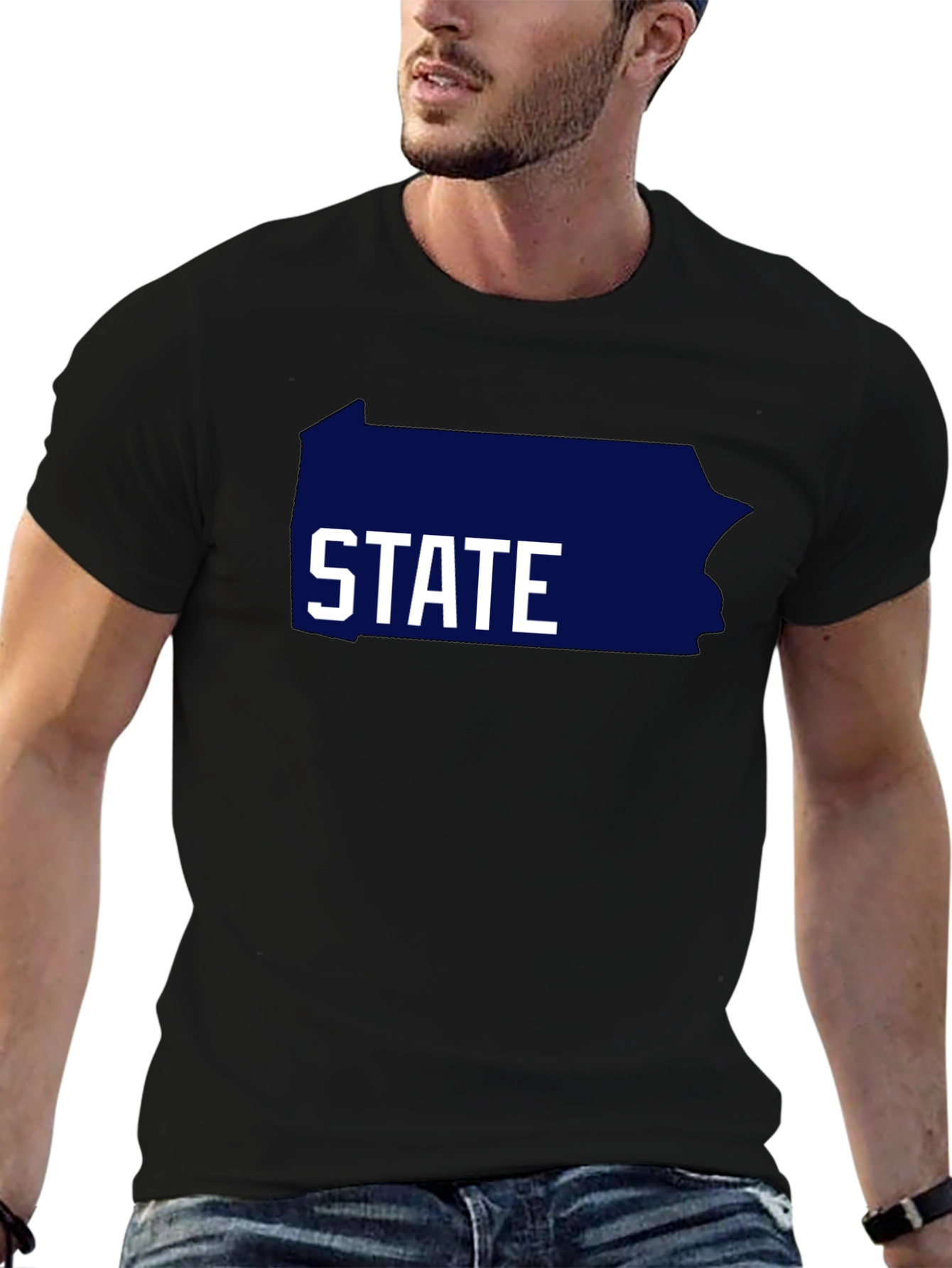 Pennsylvania State Graphic Tee - Black Cotton T-Shirt