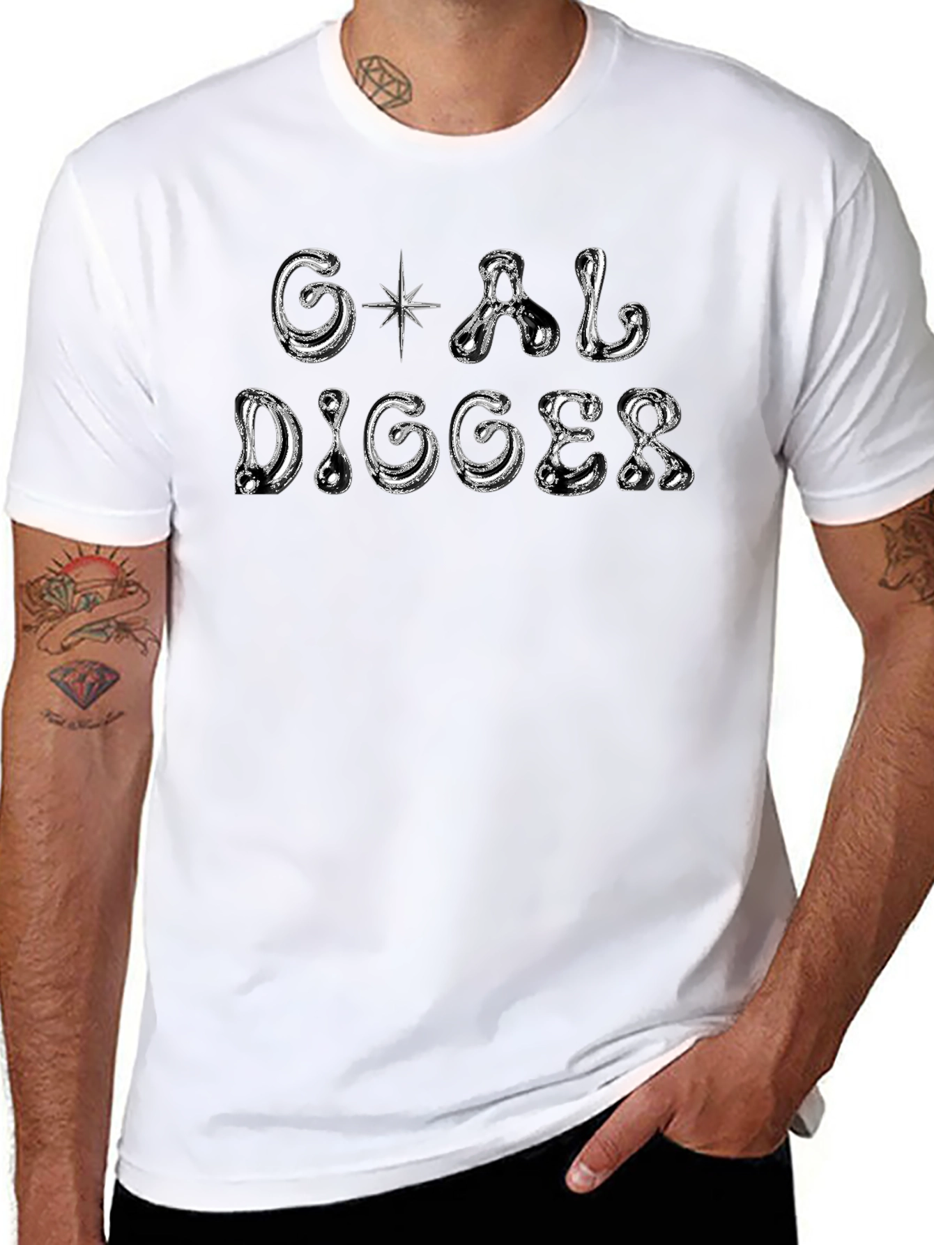 Goal Digger Graphic Print Black T-Shirt