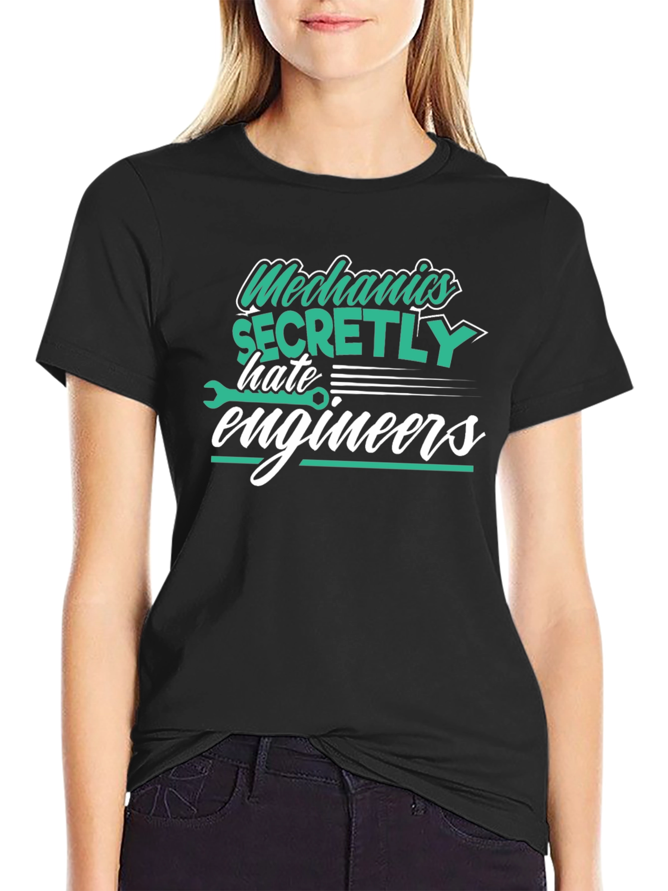 Mechanics Hate Engineers Black Graphic T-Shirt