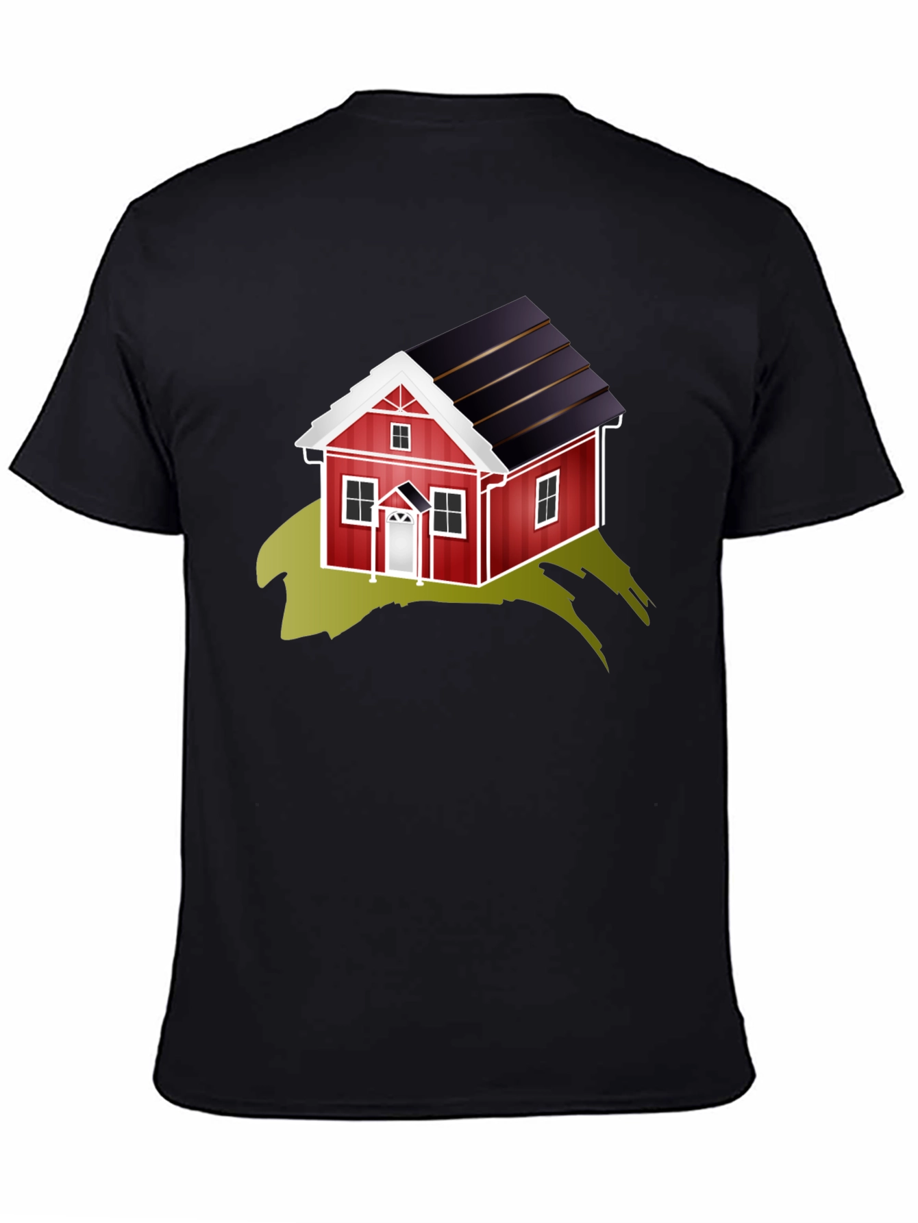Quirky House Graphic Tee - Soft Black Cotton Blend