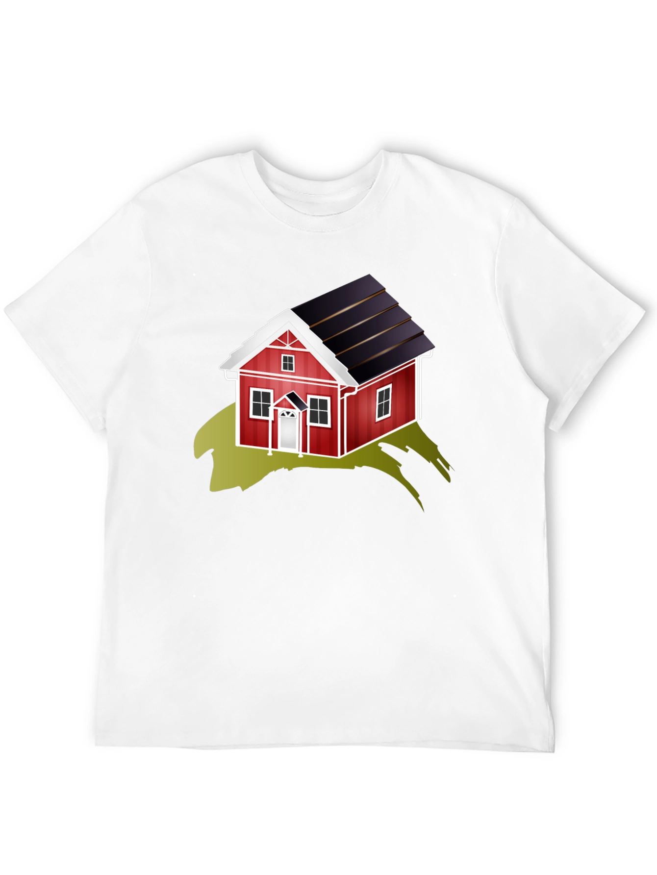 Quirky House Graphic Tee - Soft Black Cotton Blend