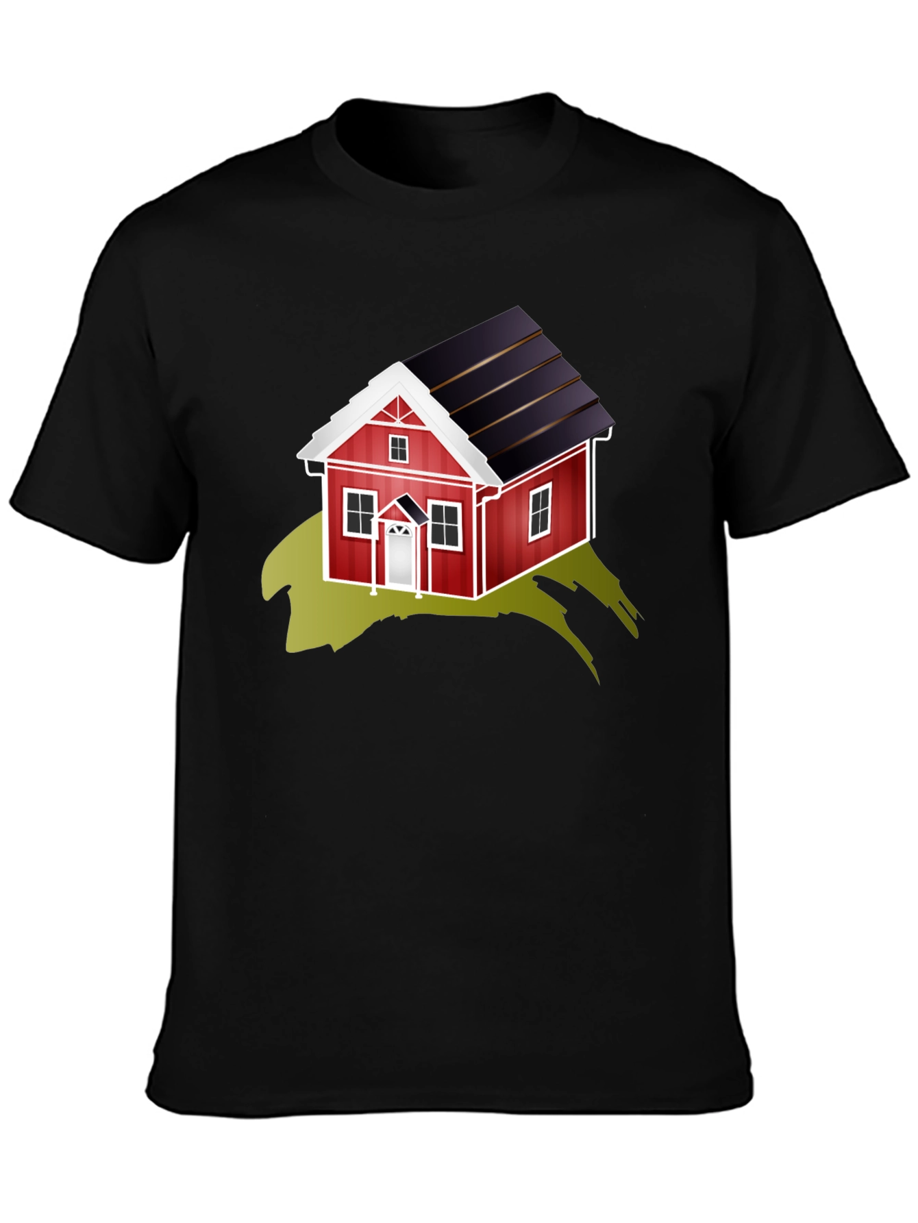 Quirky House Graphic Tee - Soft Black Cotton Blend