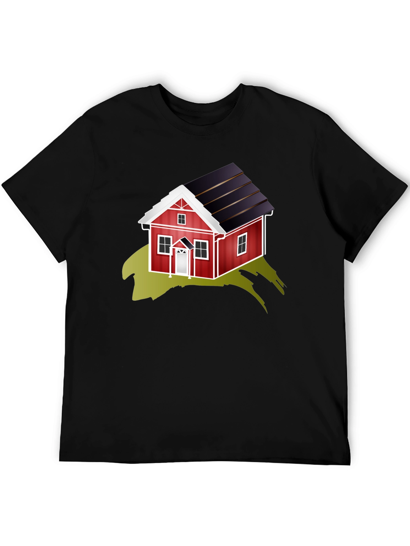 Quirky House Graphic Tee - Soft Black Cotton Blend
