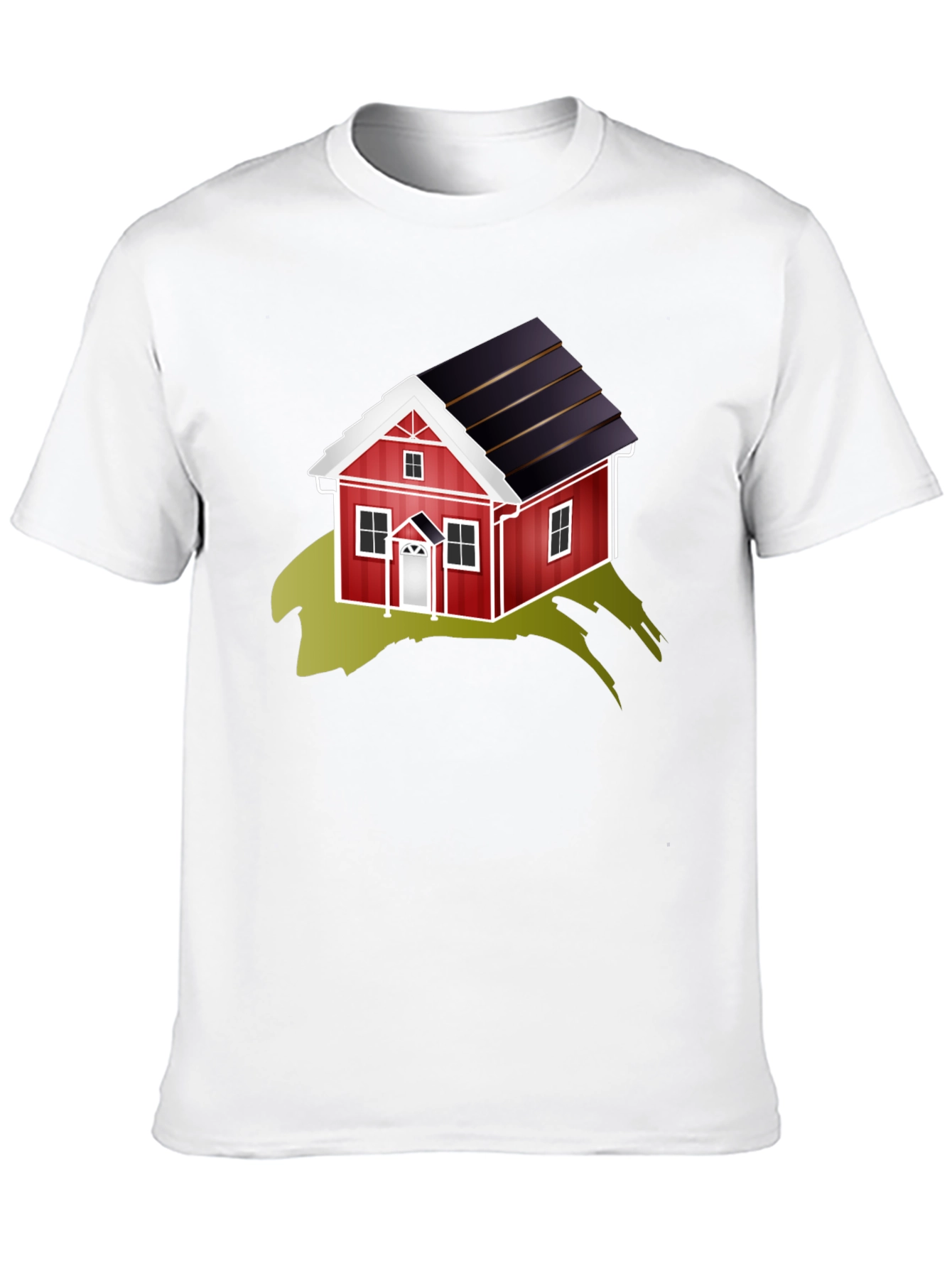 Quirky House Graphic Tee - Soft Black Cotton Blend
