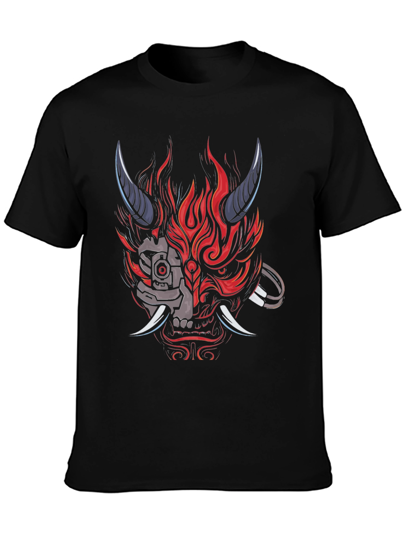 Cyberpunk Oni Mask T-Shirt - Edgy Streetwear