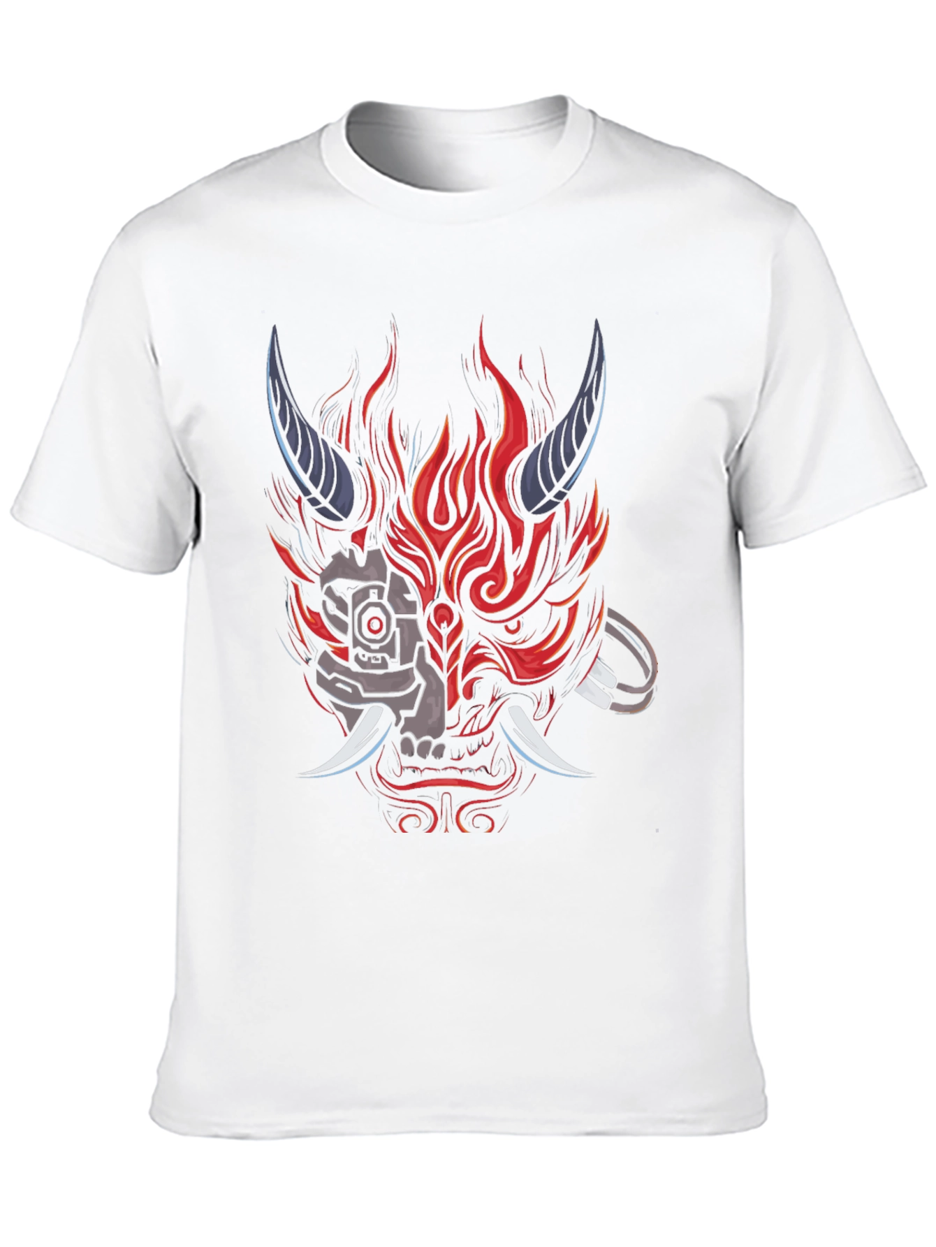 Cyberpunk Oni Mask T-Shirt - Edgy Streetwear
