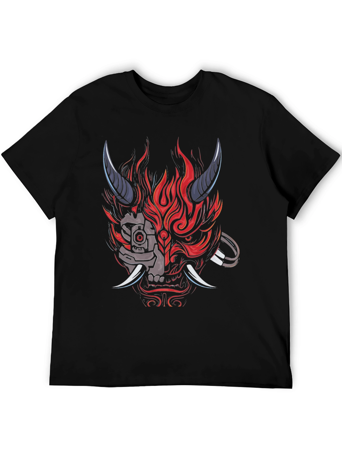 Cyberpunk Oni Mask T-Shirt - Edgy Streetwear
