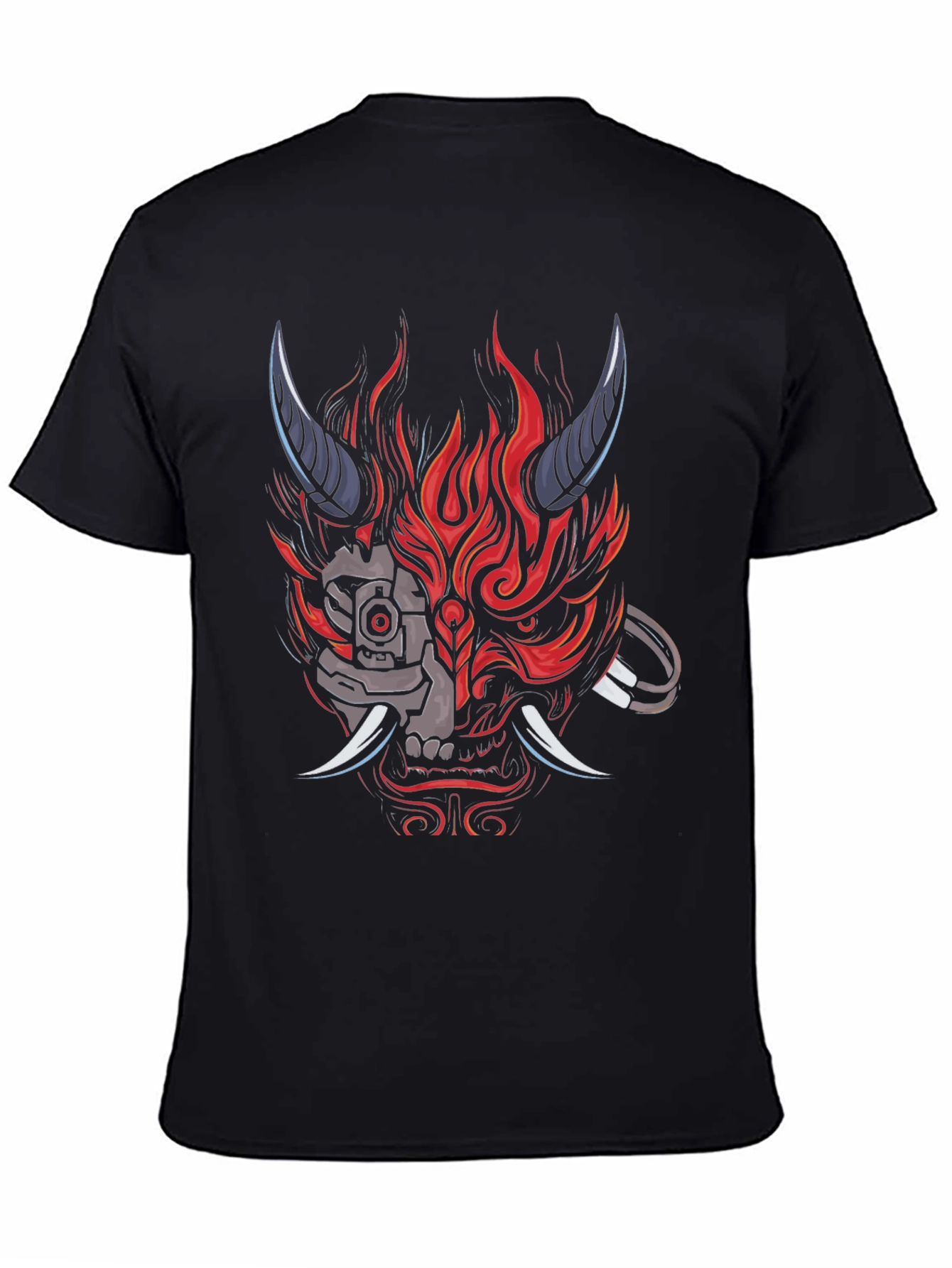 Cyberpunk Oni Mask T-Shirt - Edgy Streetwear