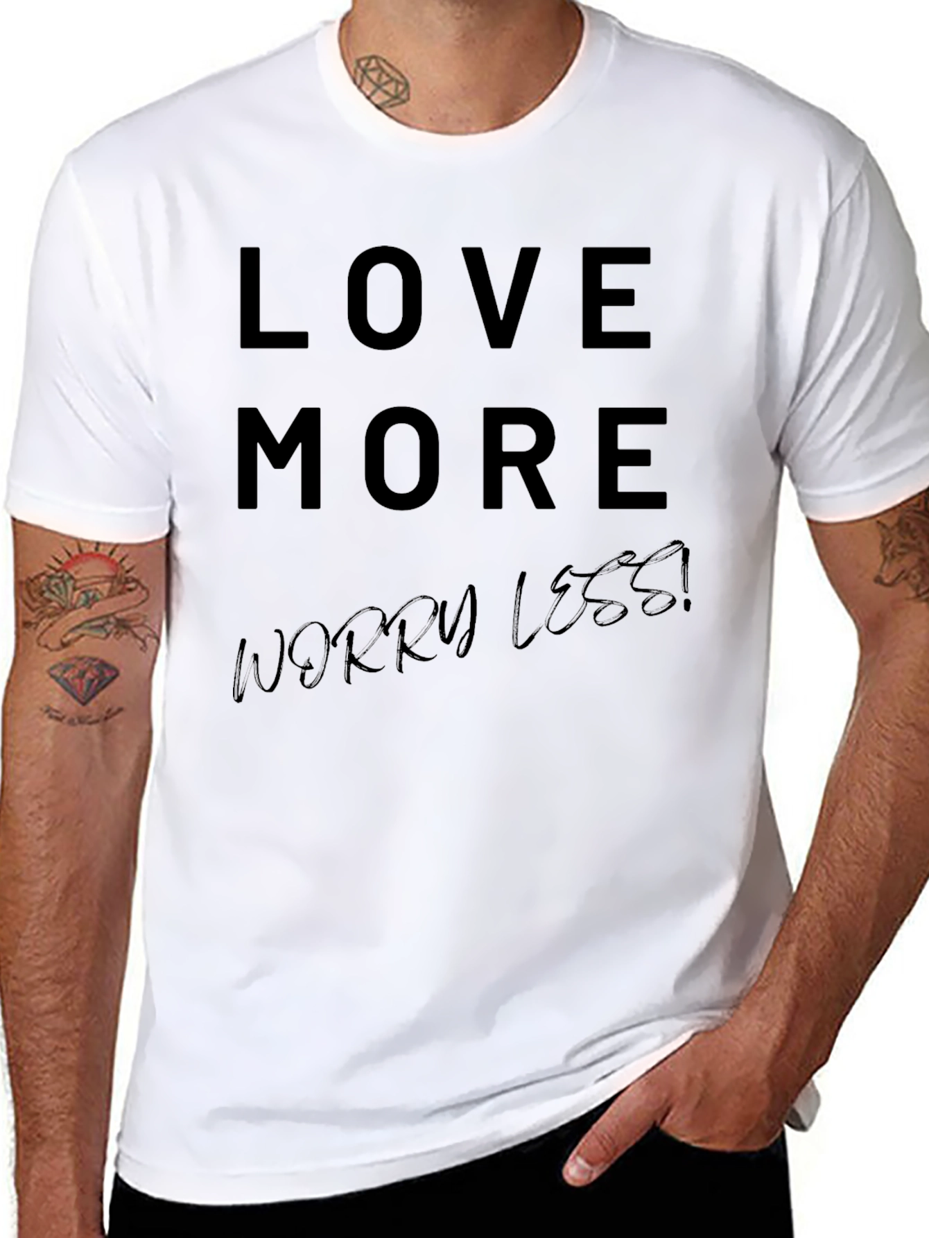 Love More Worry Less Black T-Shirt
