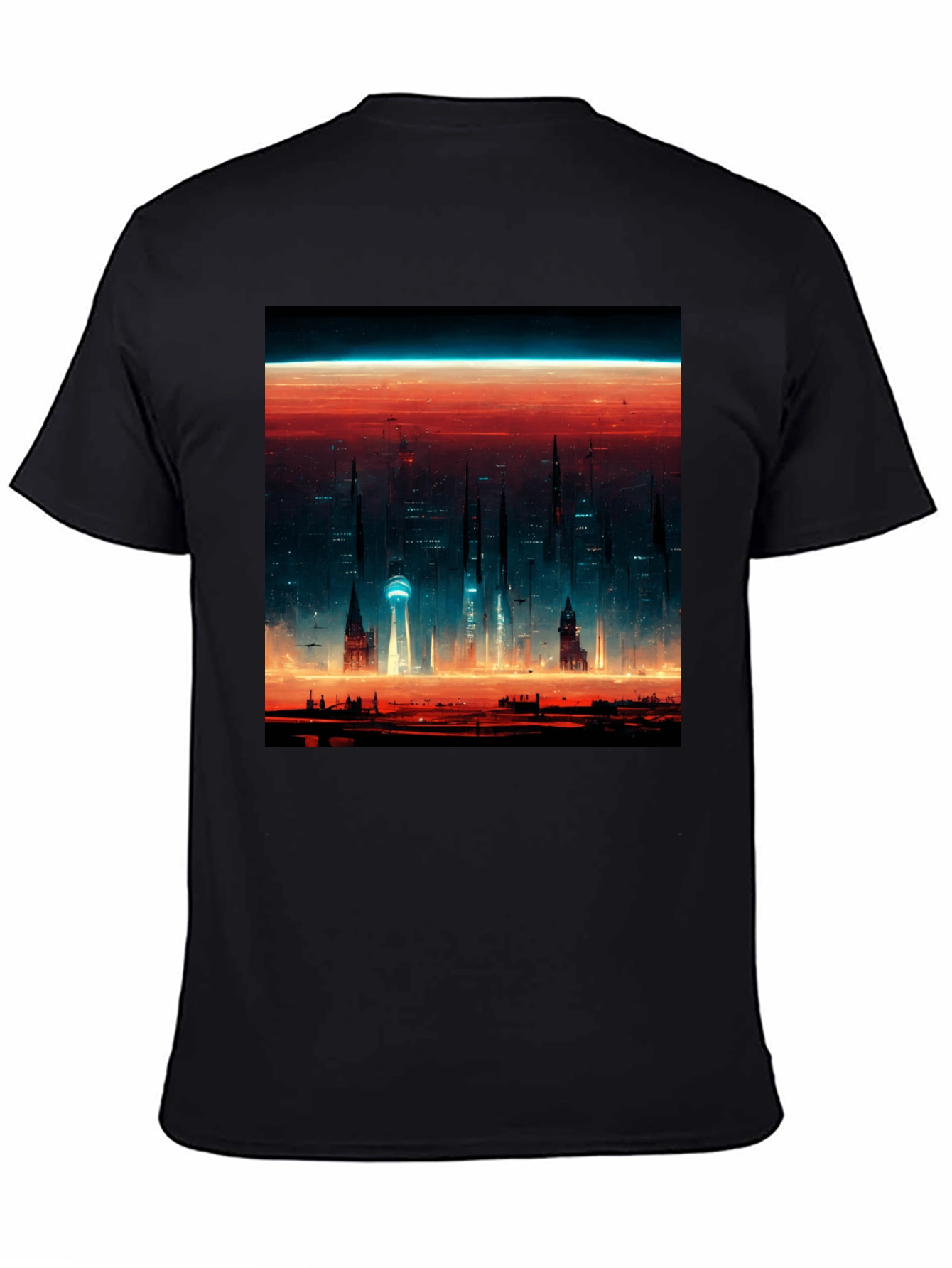 Sci-Fi Cityscape Graphic T-Shirt