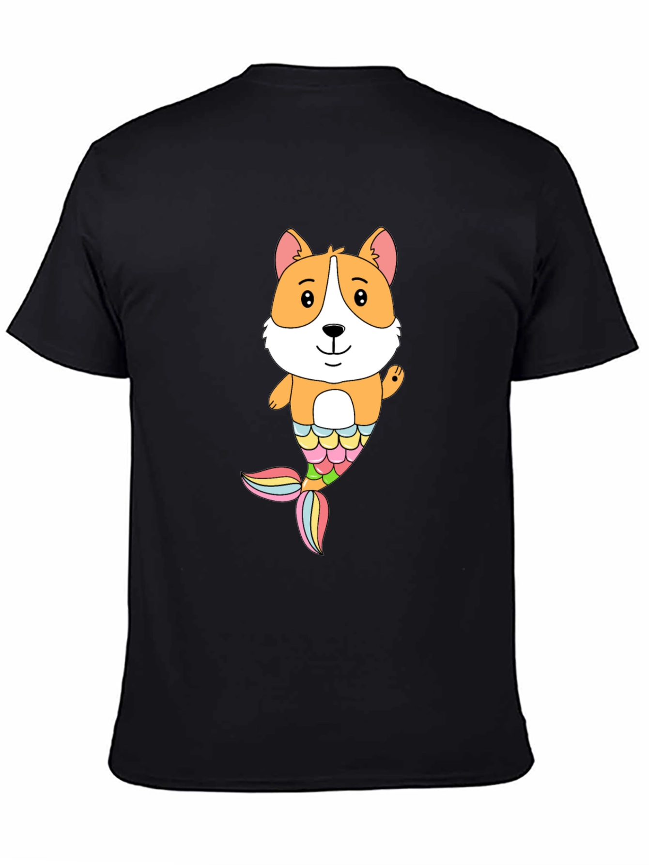 Corgi Mermaid Graphic Black T-Shirt