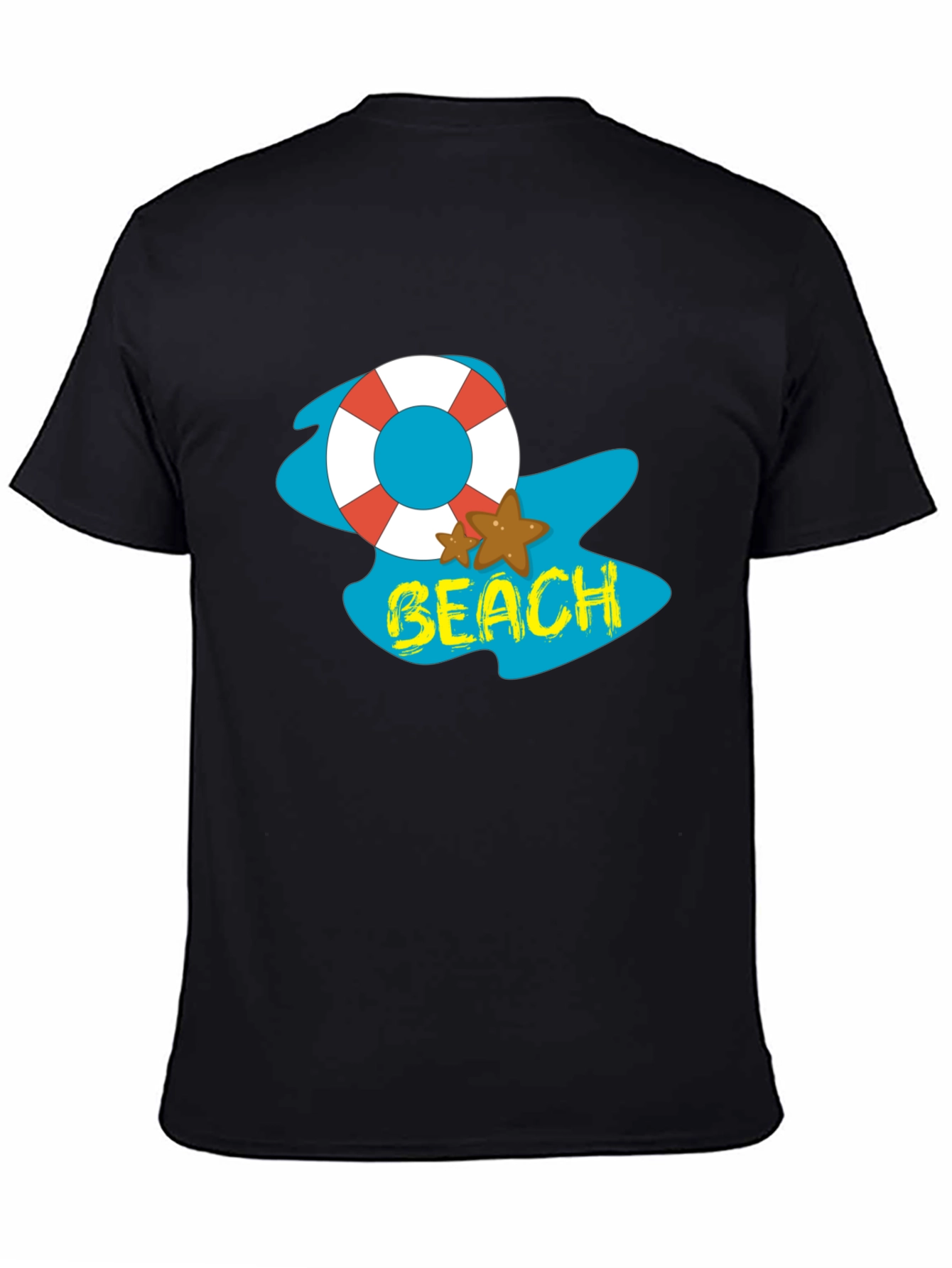 Black Beach Themed Graphic Tee