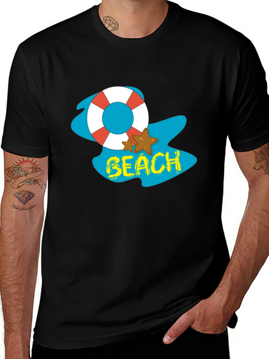 Black Beach Themed Graphic Tee