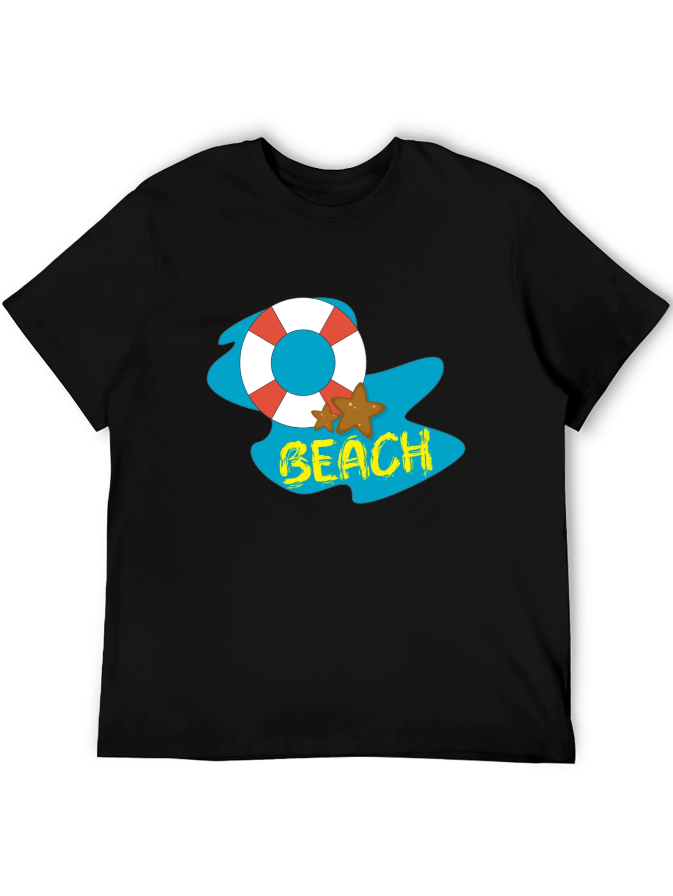 Black Beach Themed Graphic Tee