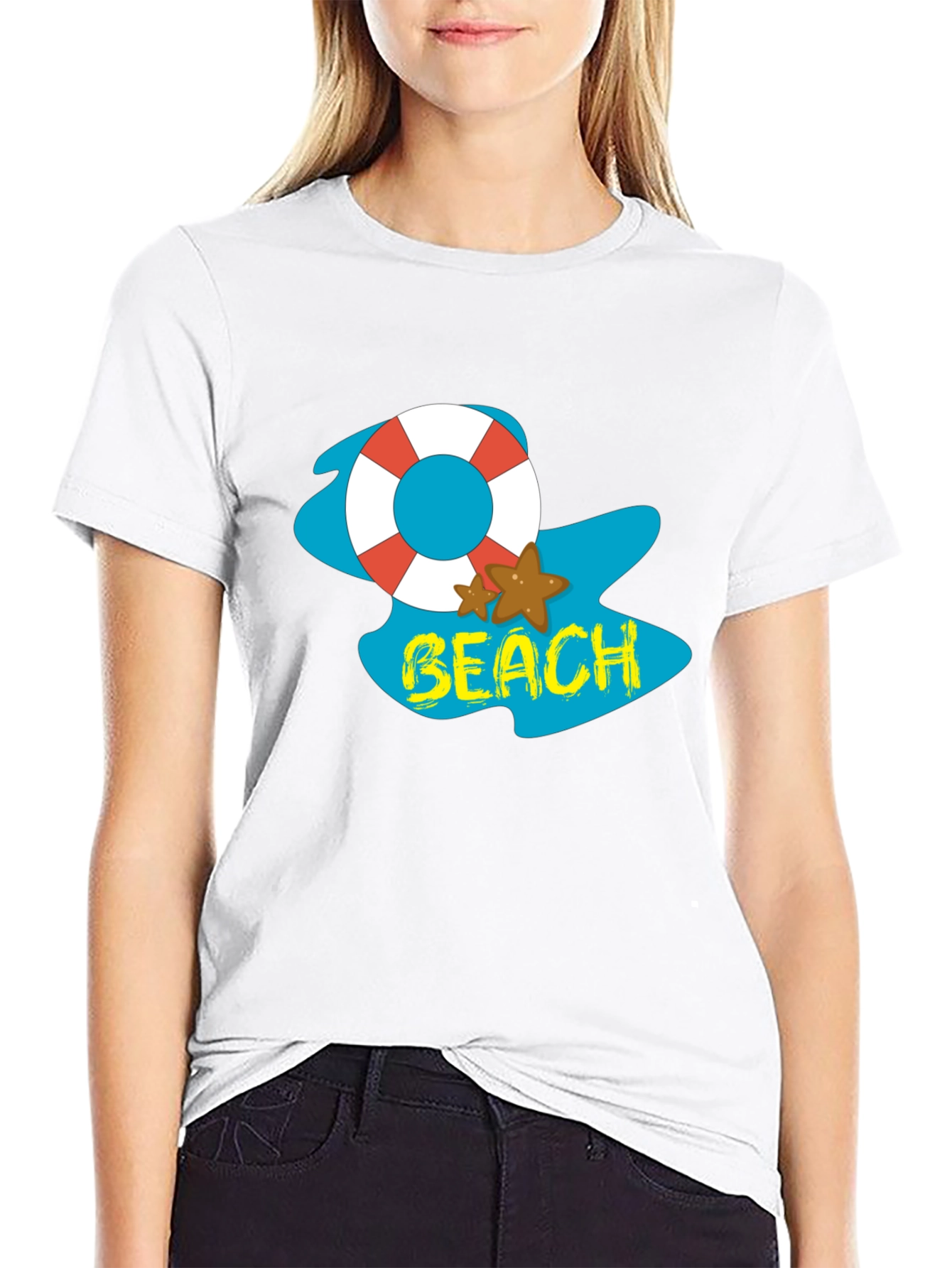 Black Beach Themed Graphic Tee