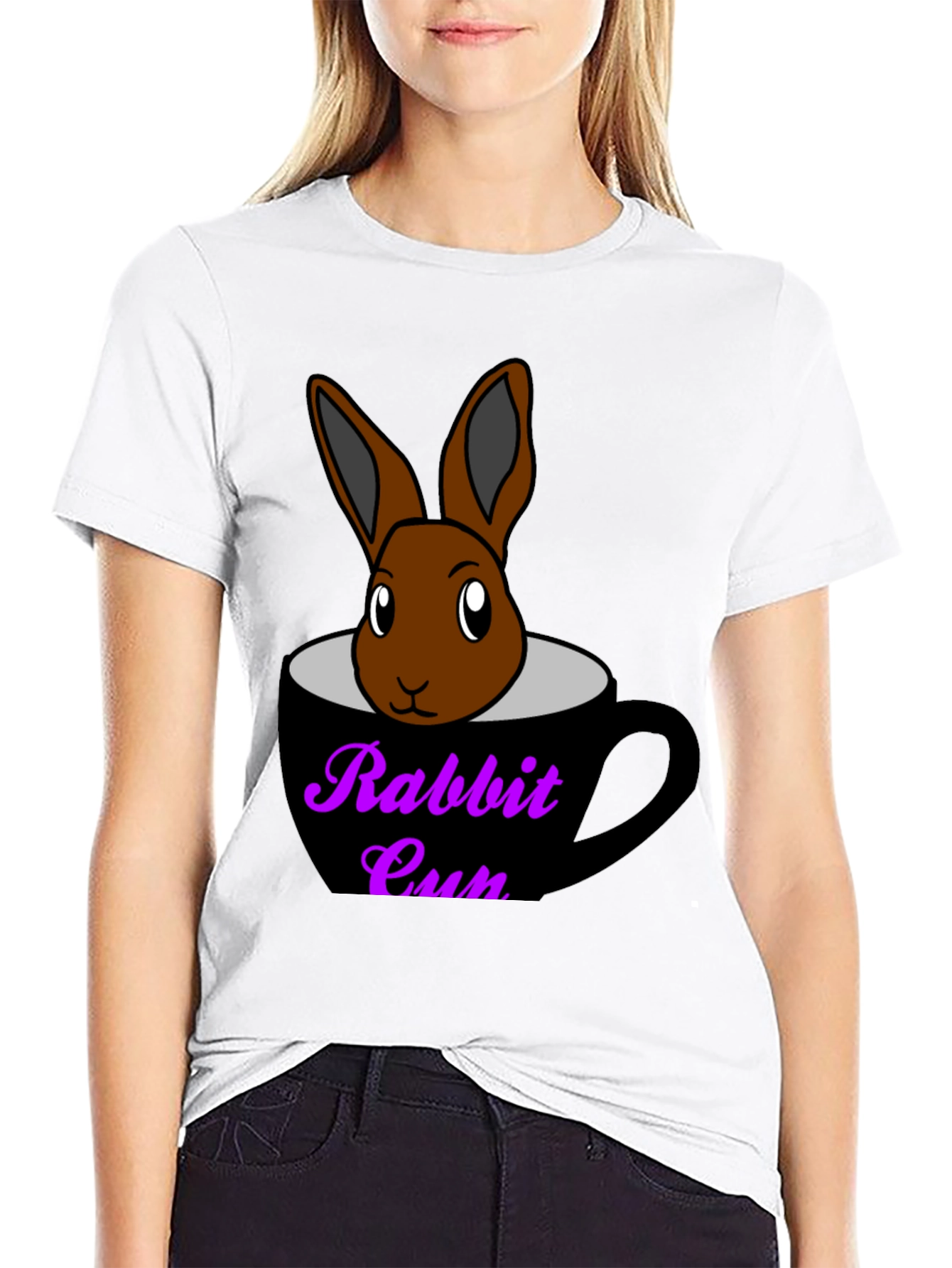 Rabbit Cup Graphic Tee - Cute Animal Design