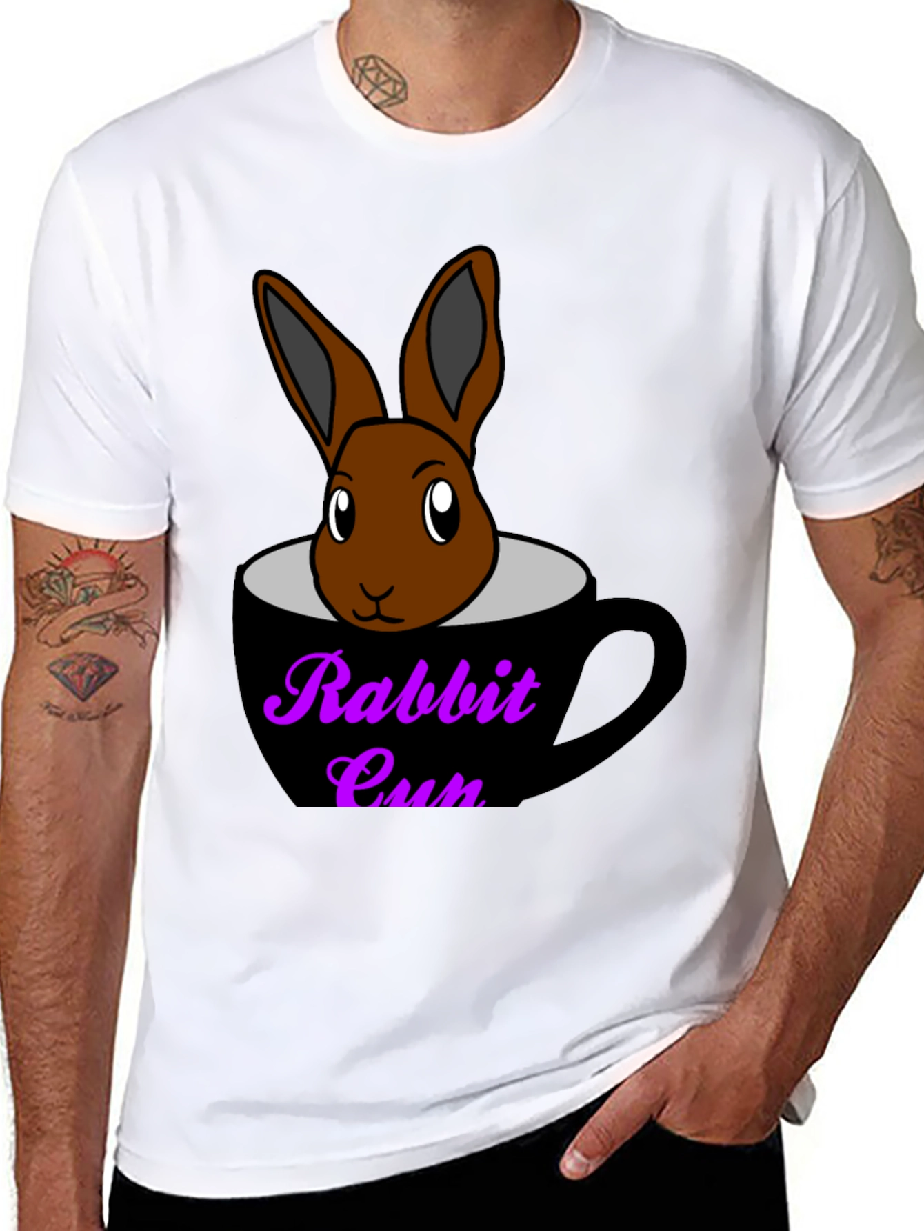 Rabbit Cup Graphic Tee - Cute Animal Design