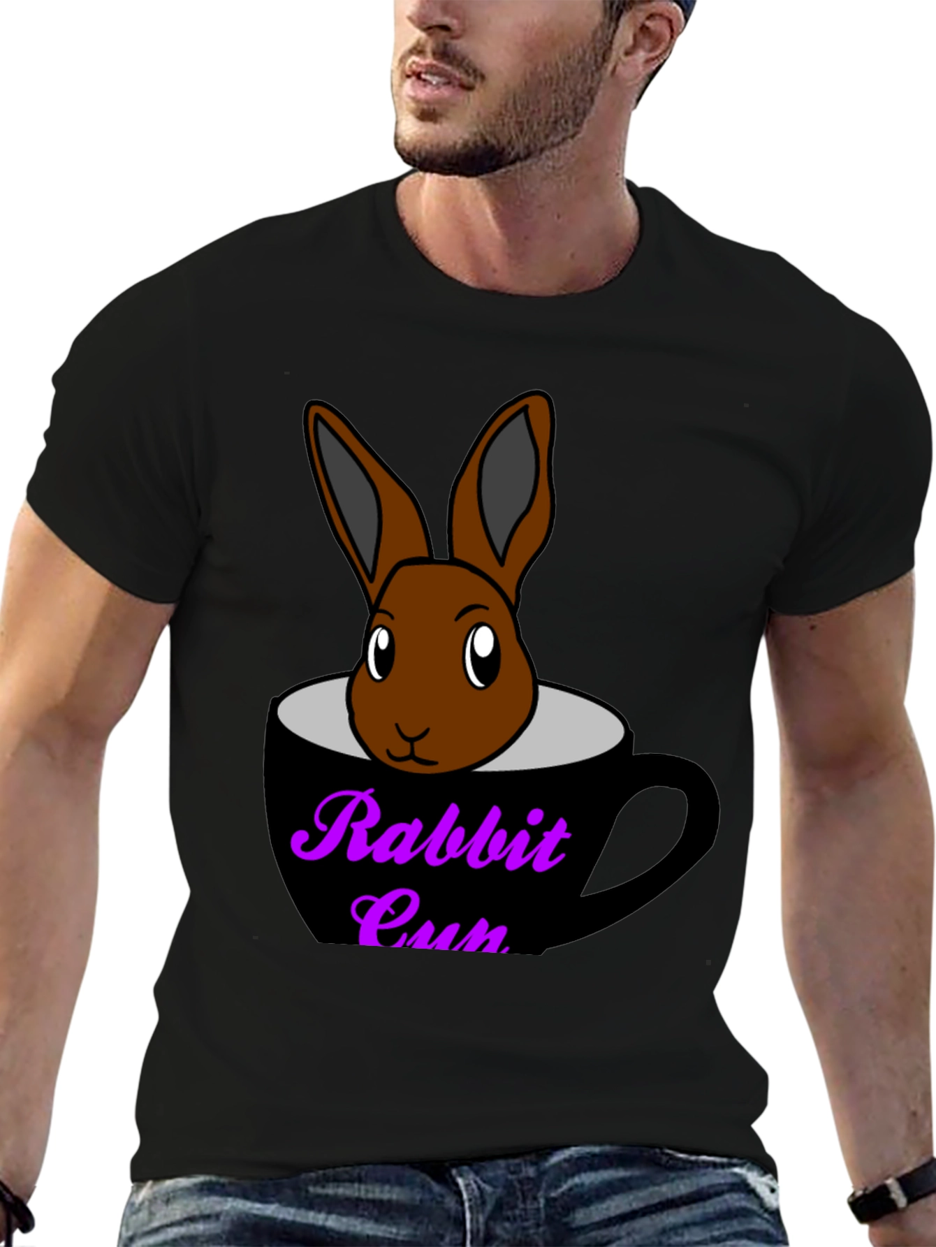 Rabbit Cup Graphic Tee - Cute Animal Design