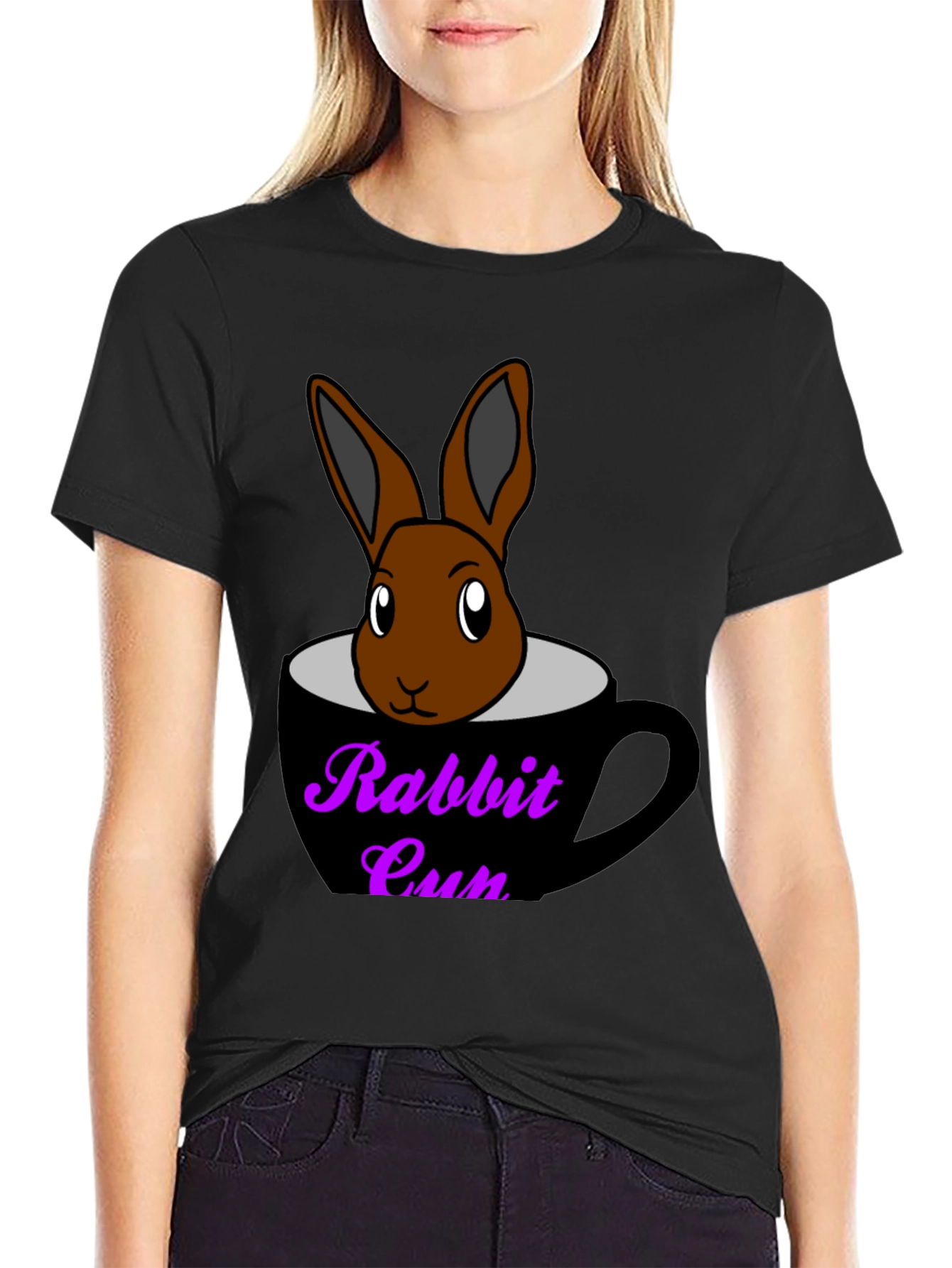 Rabbit Cup Graphic Tee - Cute Animal Design