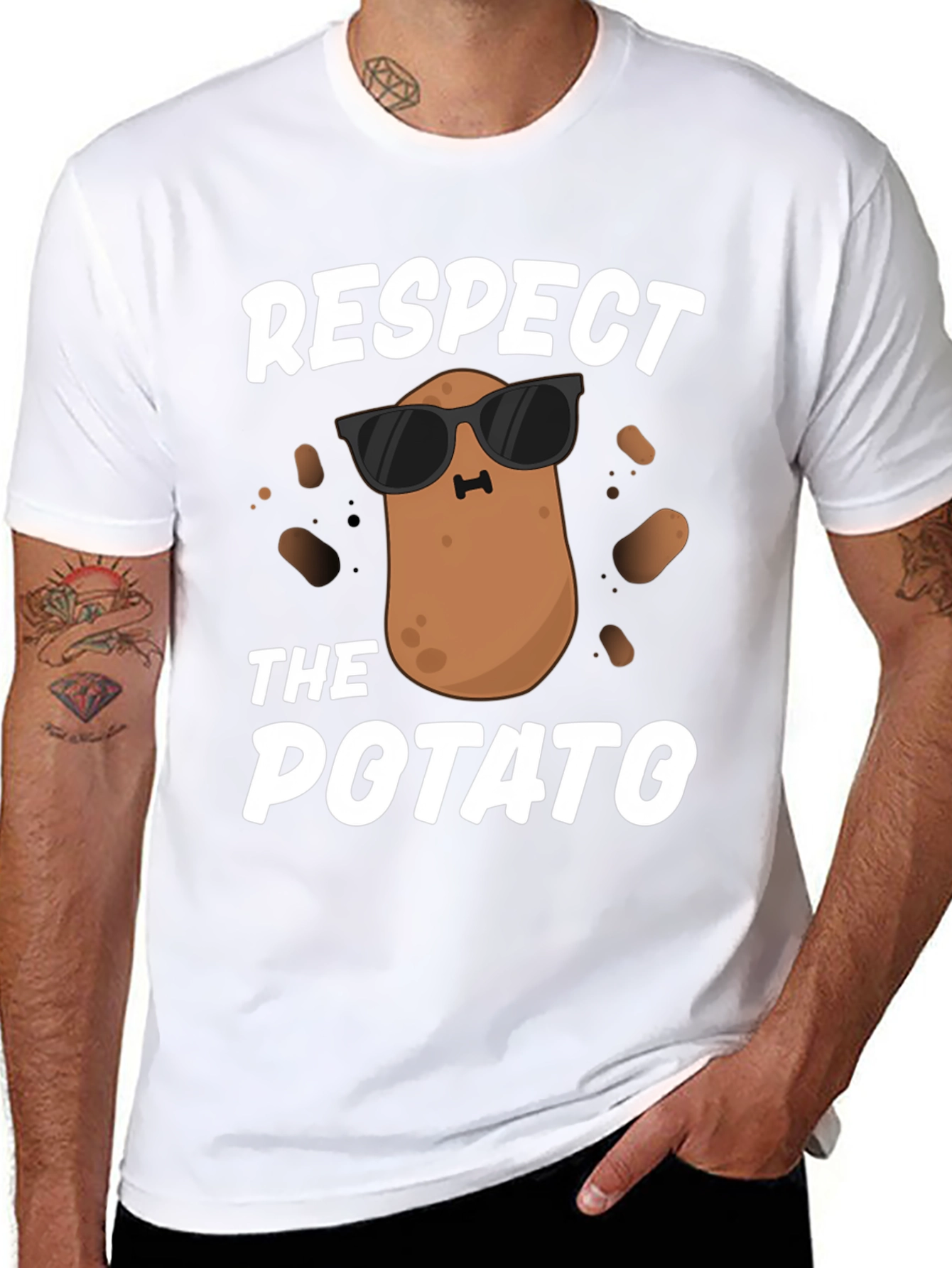 Respect the Potato T-Shirt - Funny Cartoon Graphic Tee