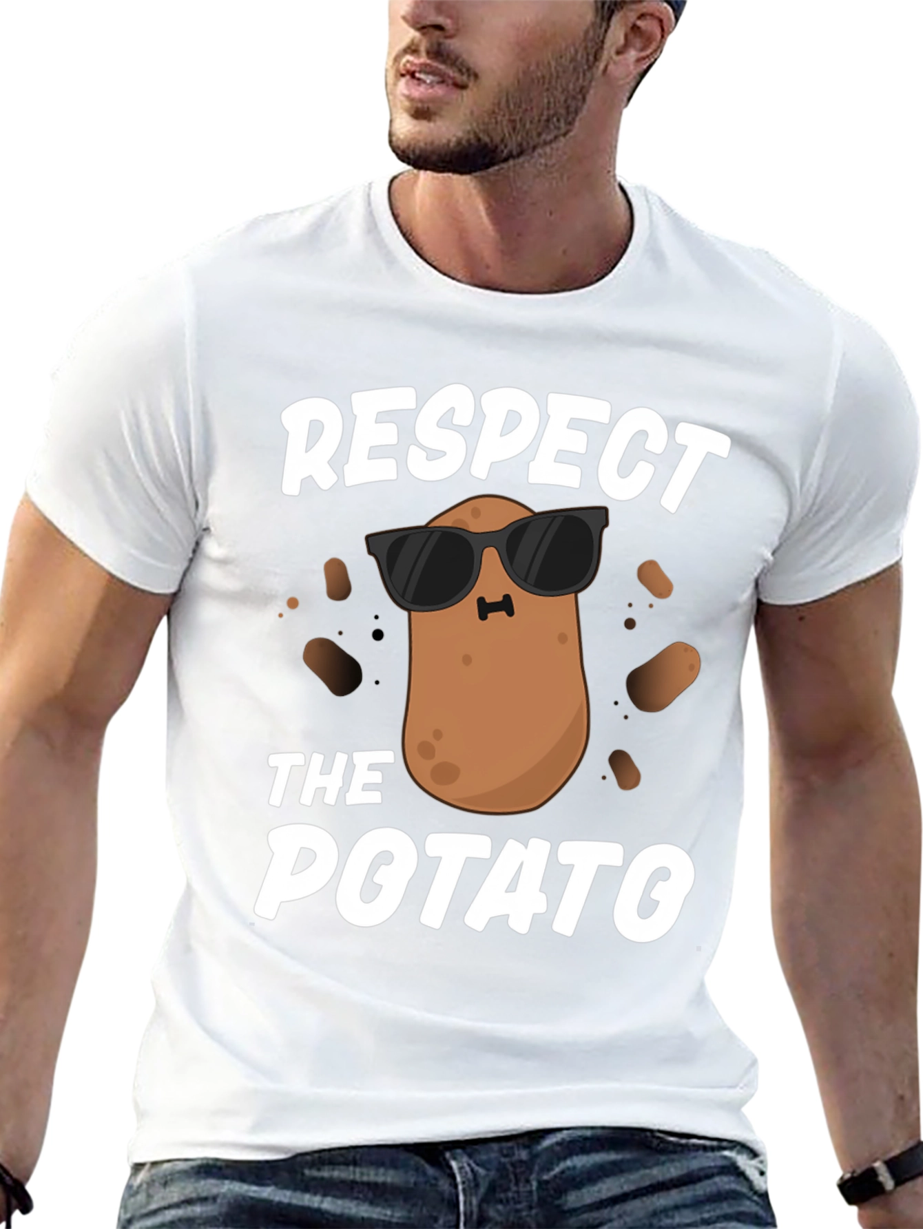 Respect the Potato T-Shirt - Funny Cartoon Graphic Tee