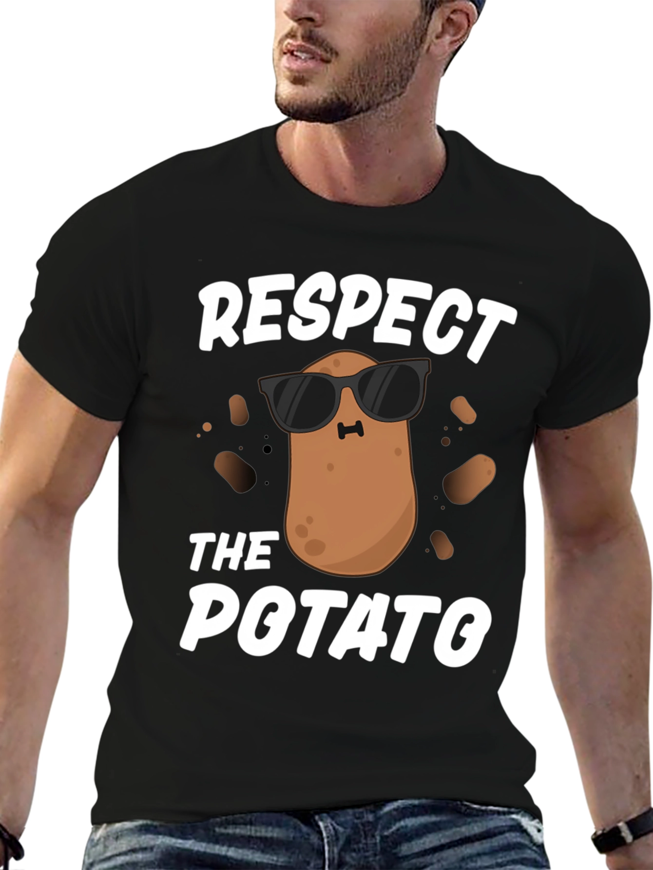 Respect the Potato T-Shirt - Funny Cartoon Graphic Tee