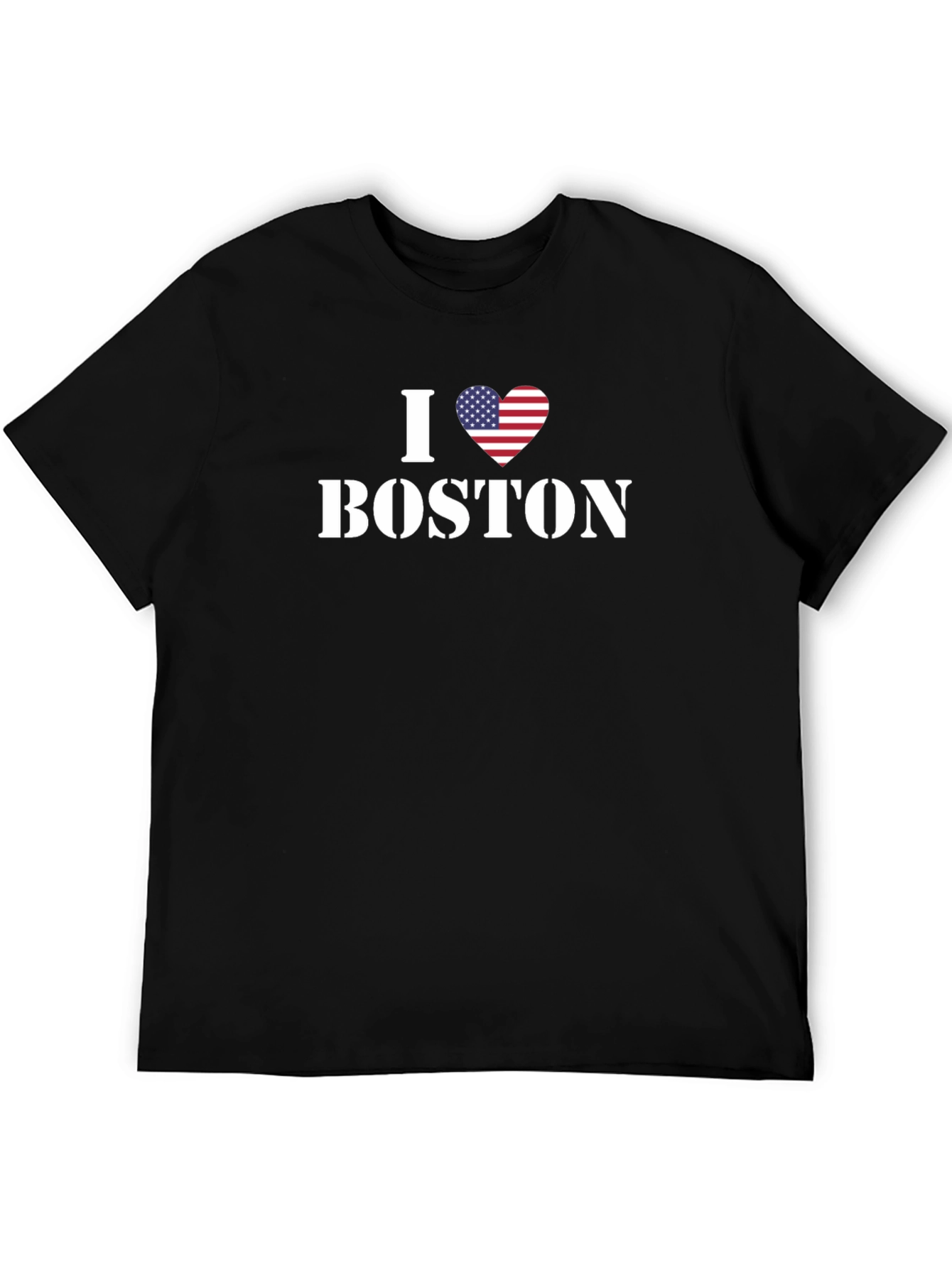 I Love Boston T-Shirt - American Flag Heart