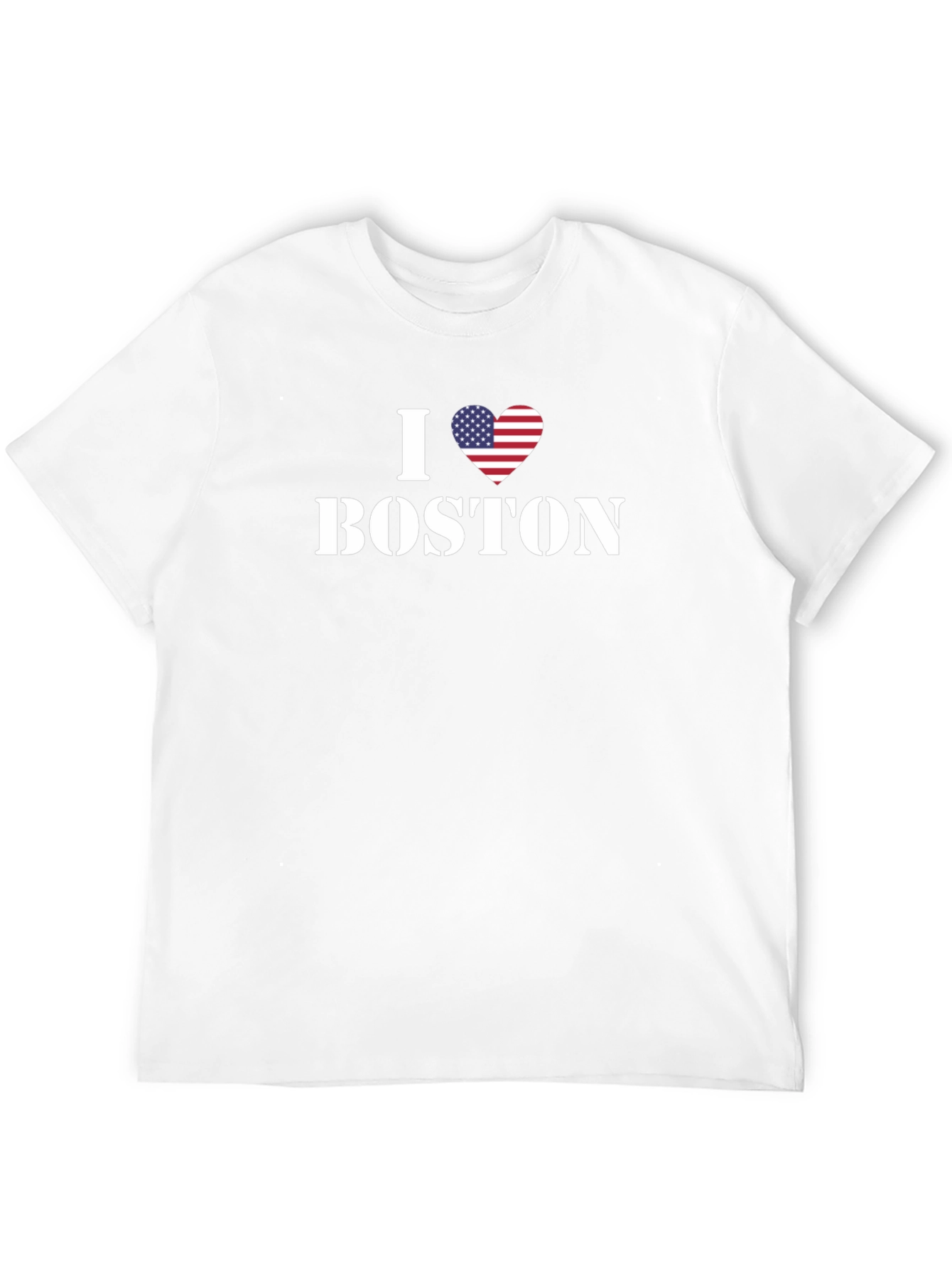 I Love Boston T-Shirt - American Flag Heart