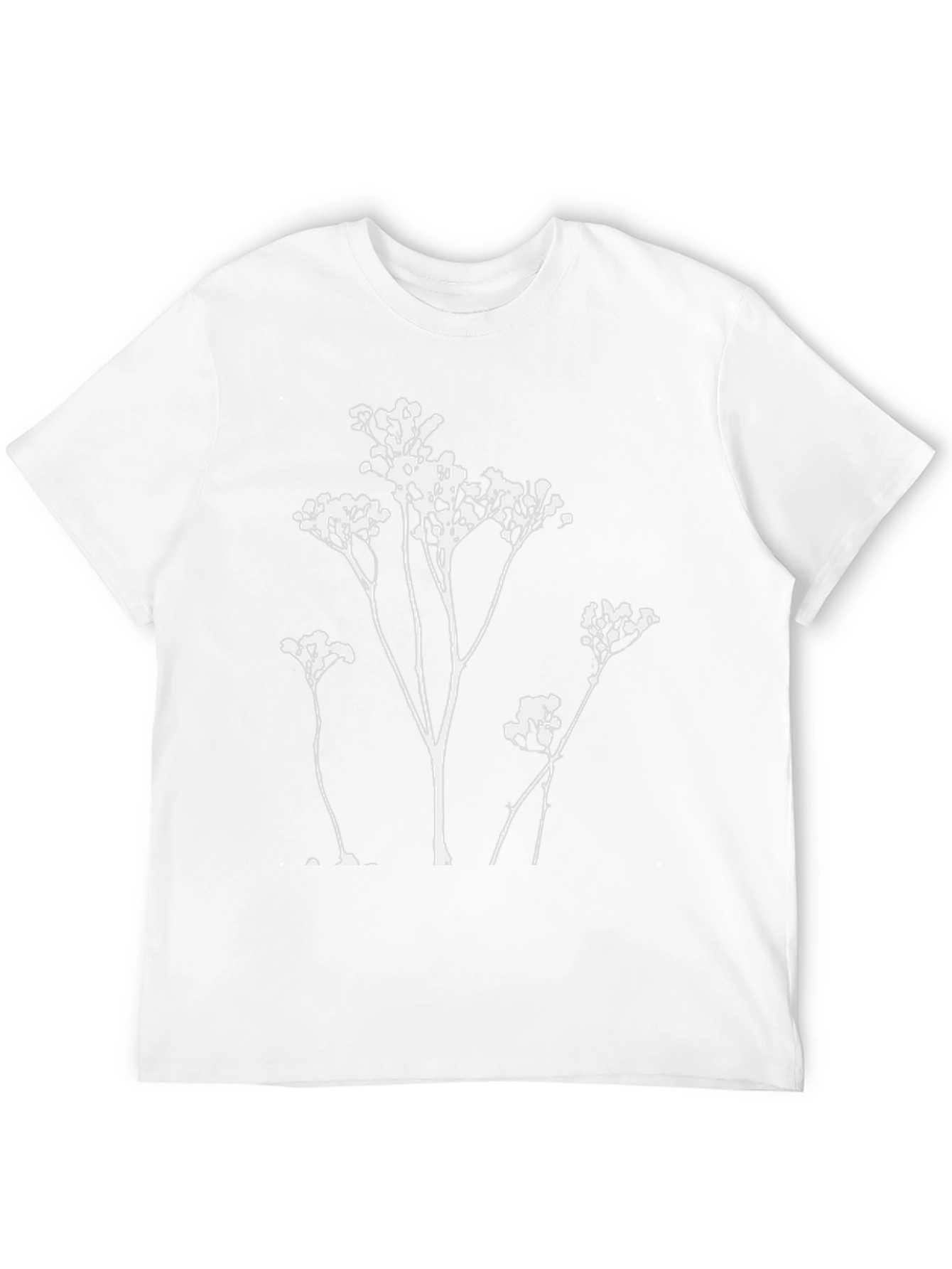 Minimalist Floral Print Black T-Shirt