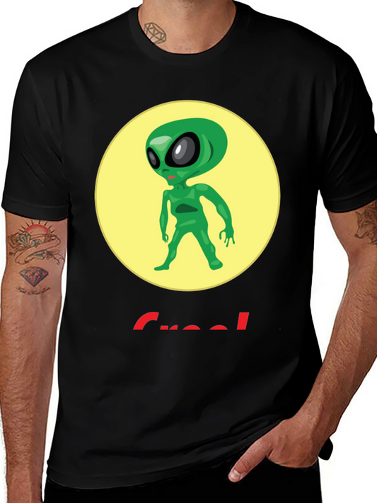 Alien Graphic T-Shirt - Crew Neck - Black